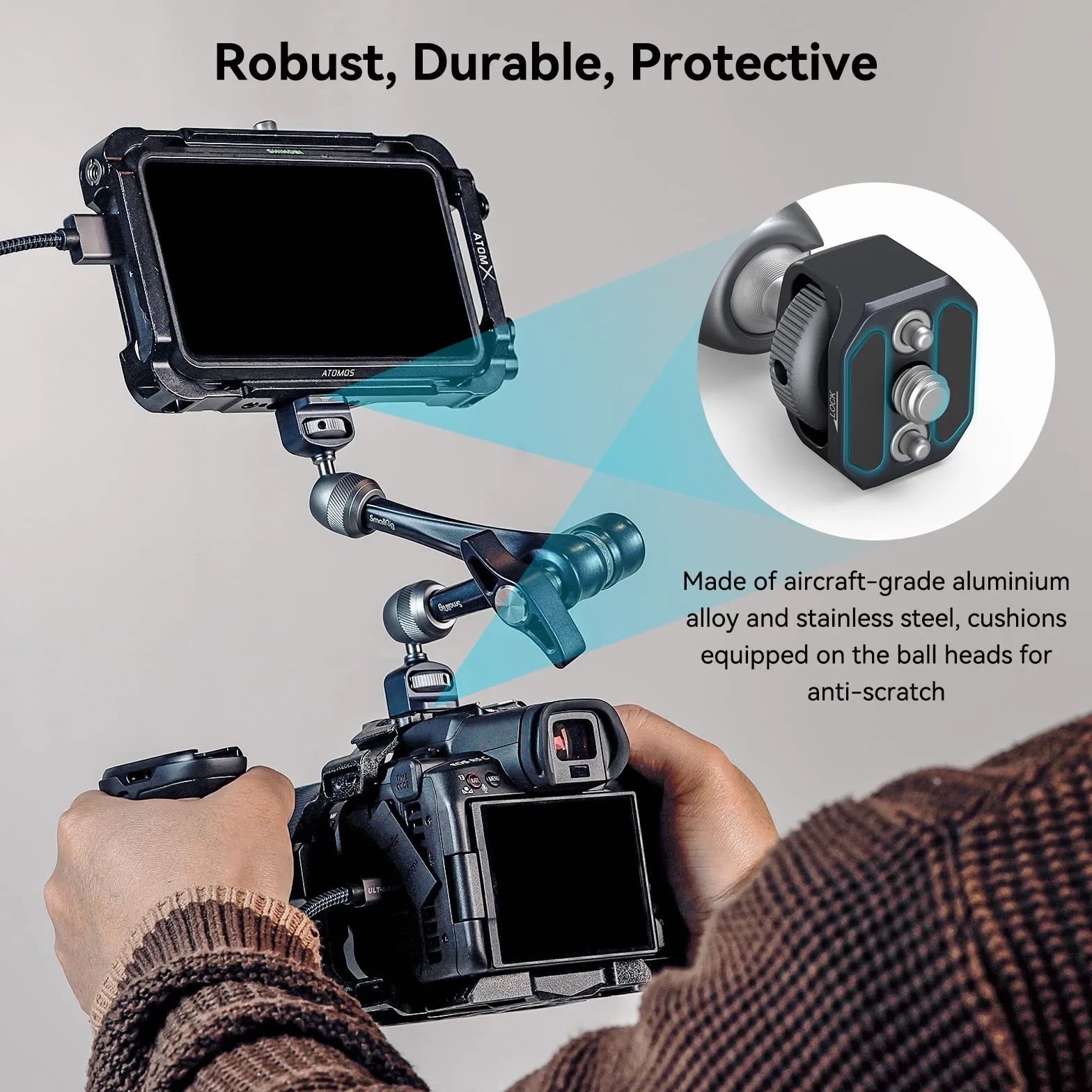 SMALLRIG Rosette Magic Arm 11 cali z głowicą kulową, śrubami 1/4"-20 i kołkami zabezpieczającymi przed przekręceniem, do iPadów/monitorów/świateł LED/smartfonów/kamer sportowych - 3959