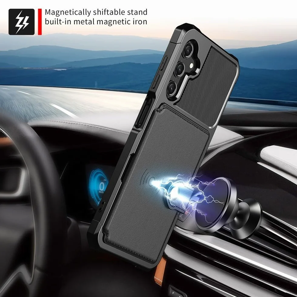 Generic etui kompatybilne z Samsung Galaxy S24FE (kolor: fioletowy) skórzany portfel przegródki na karty twarde silikonowe etui na tył