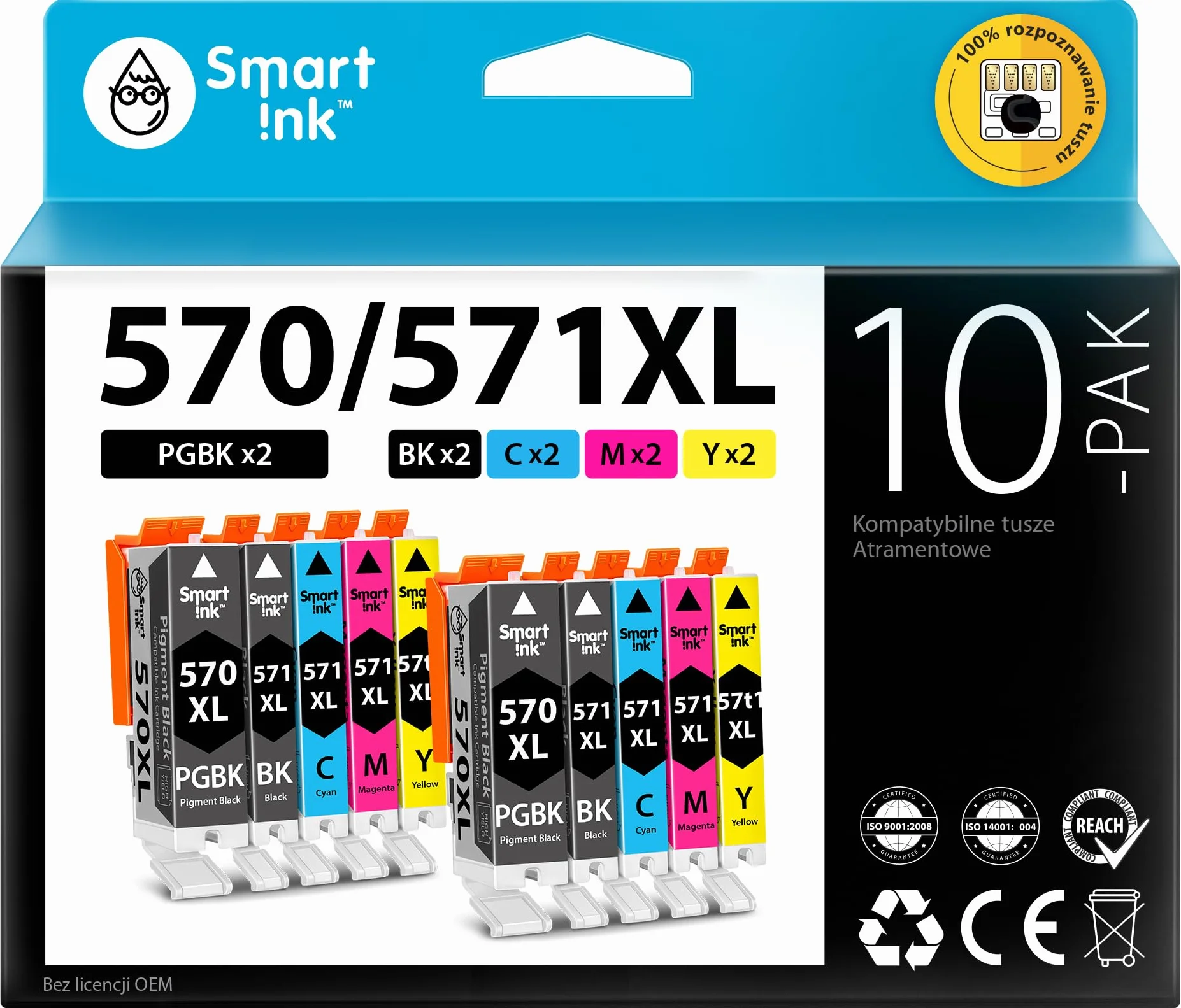 Smart Ink Kompatybilne wkłady atramentowe jako zamiennik do Canon PGI 570XL CLI 571XL 570 571 XL (2 PGBK & 2 BK/C/M/Y) do użytku z Pixma MG5750 5751 5753 6850 6851 TS5050 5051 5055 5752 6050 6052 6051