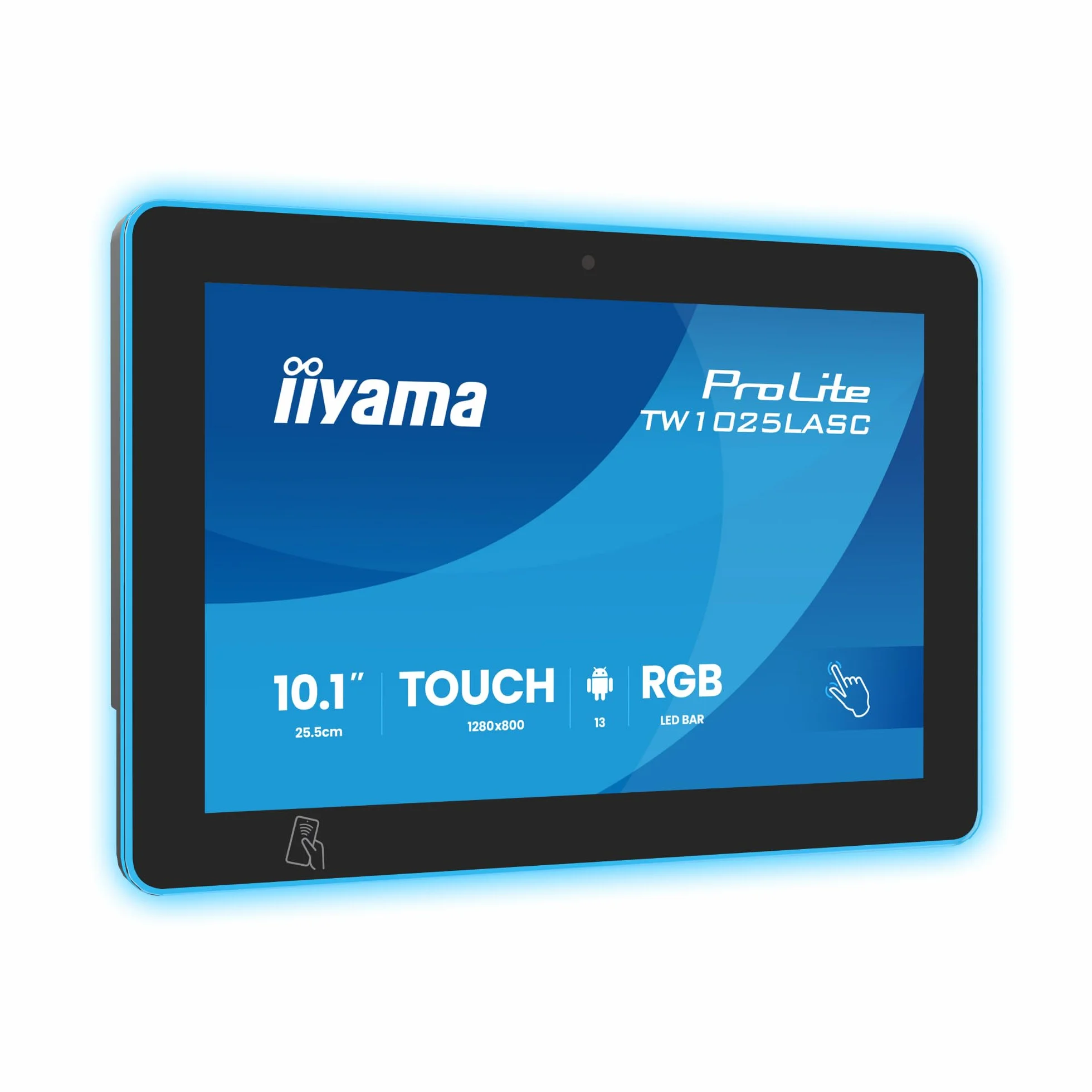 iiyama Prolite TW1025LASC-B3PNR monitor LED IPS 25,5 cm 10,1" WXGA 10-punktowy pojemnościowy multitouch wyjście audio USB3.2/2.0/mini LAN PoE Android WiFi Bluetooth NFC/RFID Kamera internetowa
