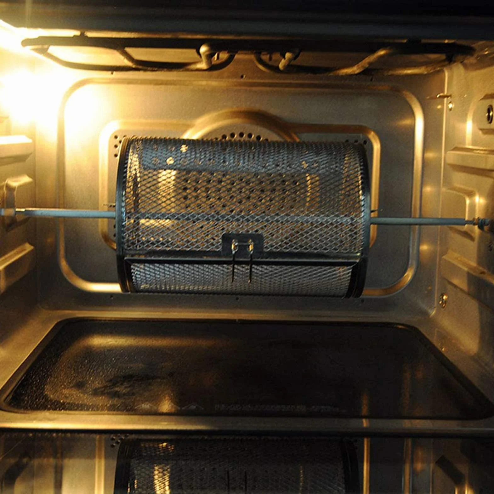 Obrotowa klatka do piekarnika 360° ze stali nierdzewnej do grillowania orzechów i ziaren kawy
