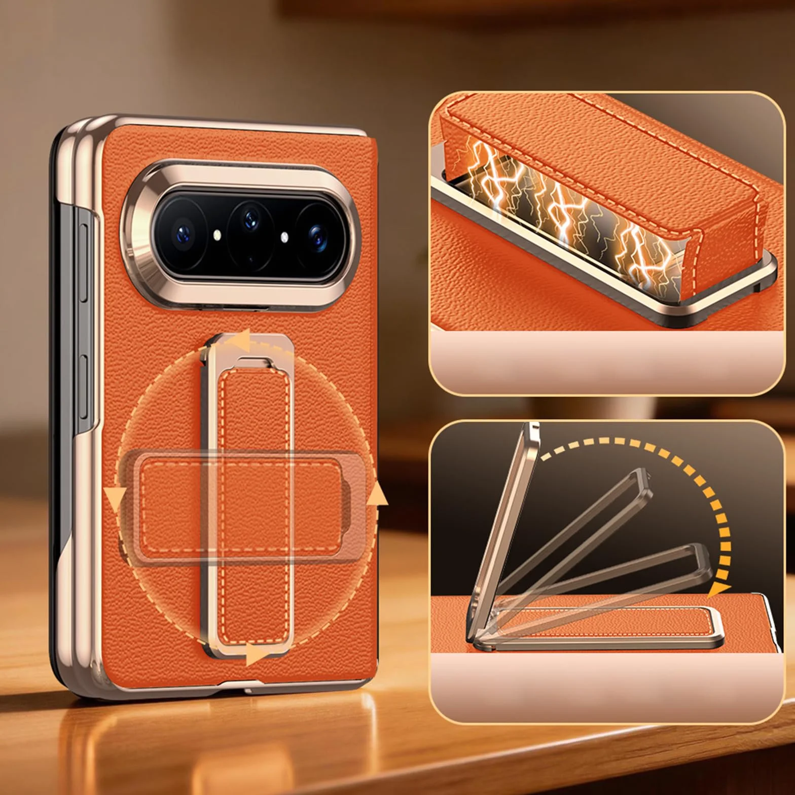 Etui z klapką do Huawei Pura X Max, etui z prawdziwej skóry z okienkiem, stojakiem, etui ochronne, niebieskie, Pura X Max