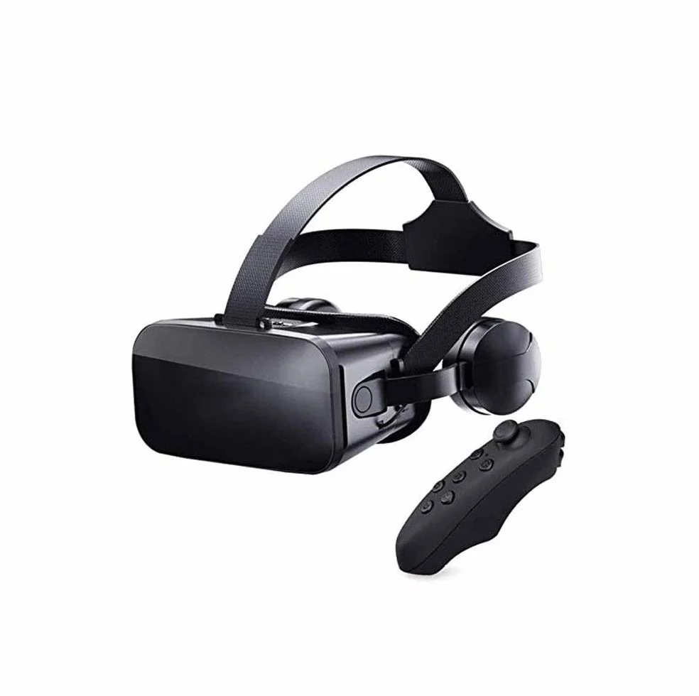 Zestaw słuchawkowy VR kompatybilny z telefonami iPhone i Android | Pilot zdalnego sterowania do smartfonów z systemem Android | gogle z wirtualną rzeczywistością 3D z kontrolerem - prezent dla dzieci i dorosłych