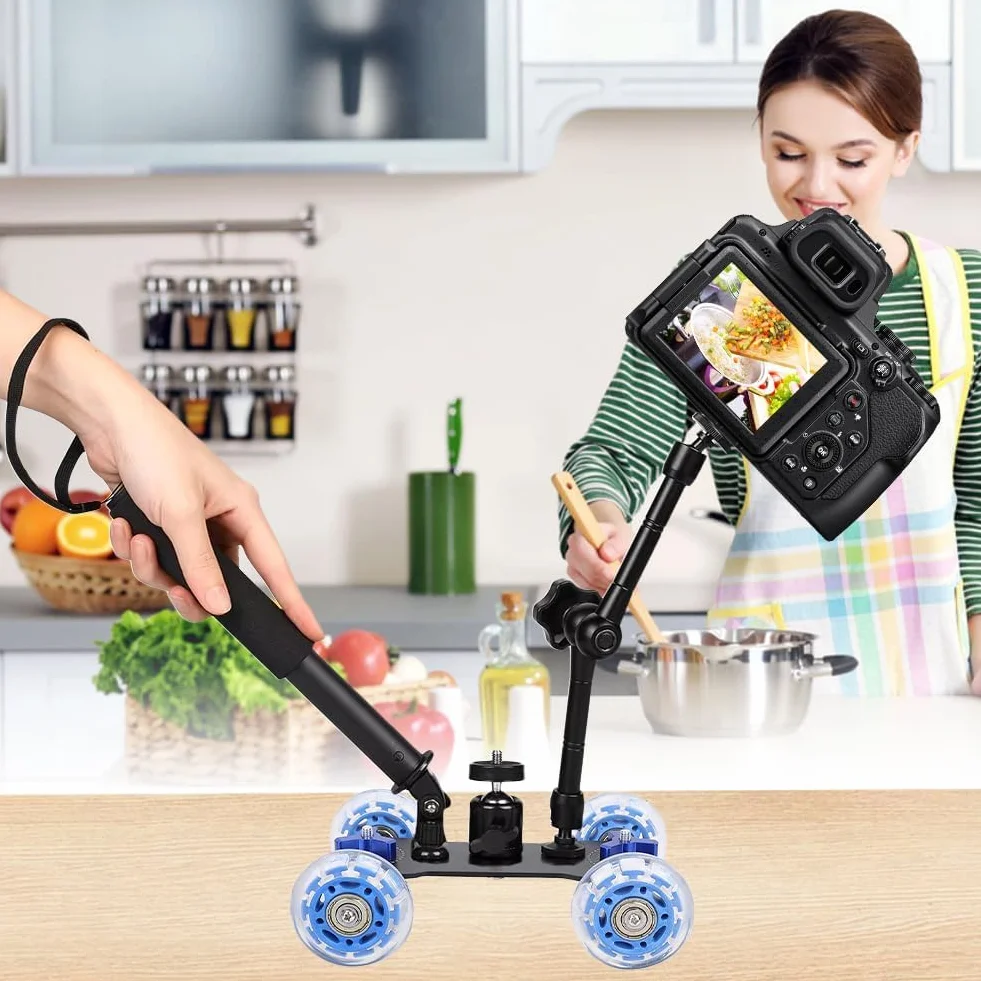 Kamera Dolly Skater Mini 10 kg pulpitu obciążenie Rail Roller Track Slider Dolly Skater Car do kamery DSLR