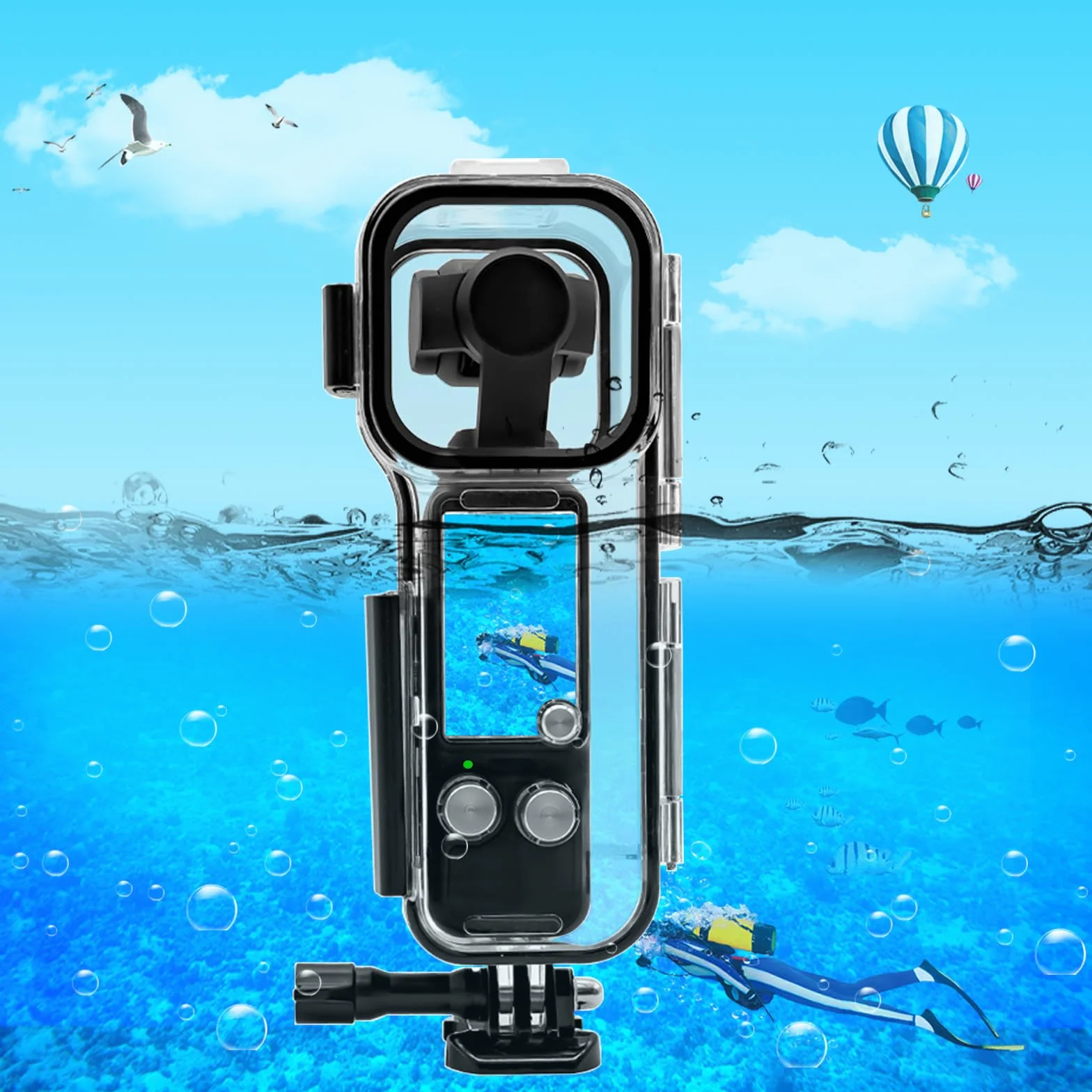 Przezroczysta wodoodporna obudowa podwodna dla DJI Osmo Pocket 3, 45M/147.6ft obudowa podwodna, wysoce przejrzysty materiał PC, do surfingu, nurkowania, pływania, podróży itp.