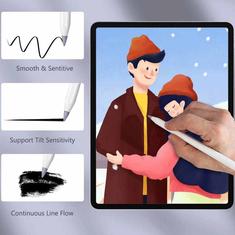 flintronic Końcówki kompatybilne z ołówkiem Apple iPad Pro, 6-pak końcówek zamiennych do Apple Pencil 2. generacji i 1. generacji, końcówki wymienne do iPada Pro iPencil, Morandi