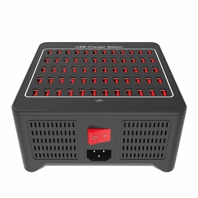 Uniwersalna stacja ładująca Multi USB o mocy 300 W. 50 portów Szybkie ładowanie