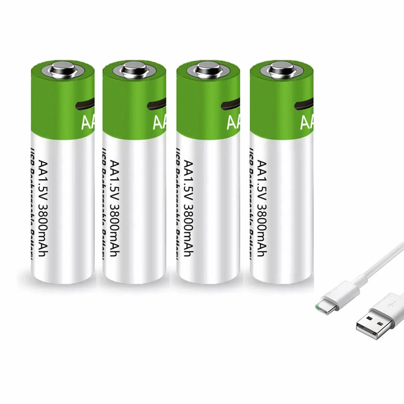 Akumulatory litowe AA 1,5V USB 5700mWh (3800mAh) Podwójny akumulator litowo A 1,5V z kablem USB ładowania Zestaw akumulatorów z szybkim ładowaniem w ciągu 1 godziny