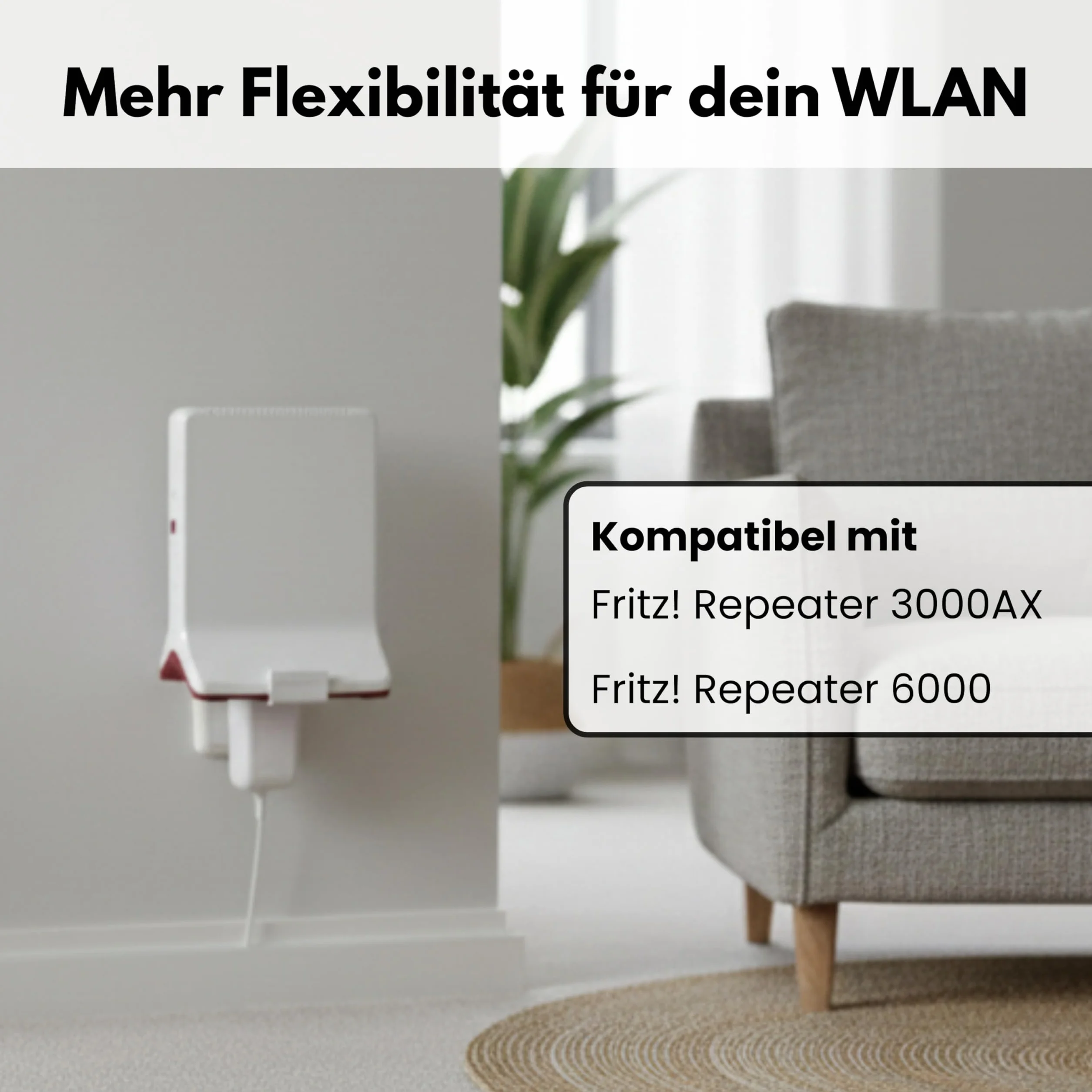 Gniazdo ścienne pasujące do Fritz!Repeater 3000AX & 6000 uchwyt na gniazdko elektryczne z organizerem na kable I do AVM Repeater WLAN wzmacniacz Fritz I uchwyt bez wiercenia