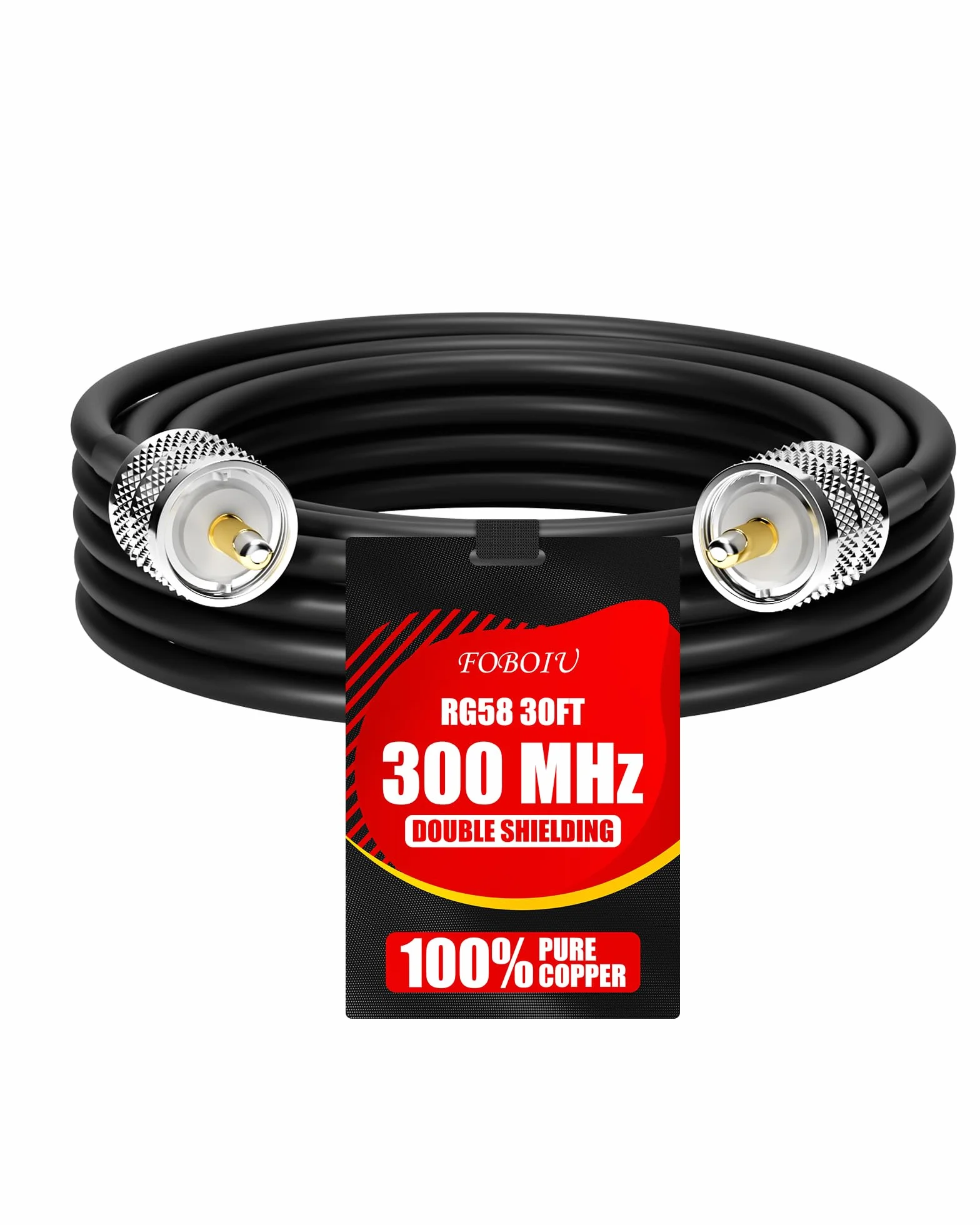 Kabel koncentryczny RG58, 9,1 m, kabel antenowy CB, PL259 UHF, męsko-męski, 50 Ohm, kompatybilny z tunerami, miernikami SWR, instalacjami Jeep Wrangler CB