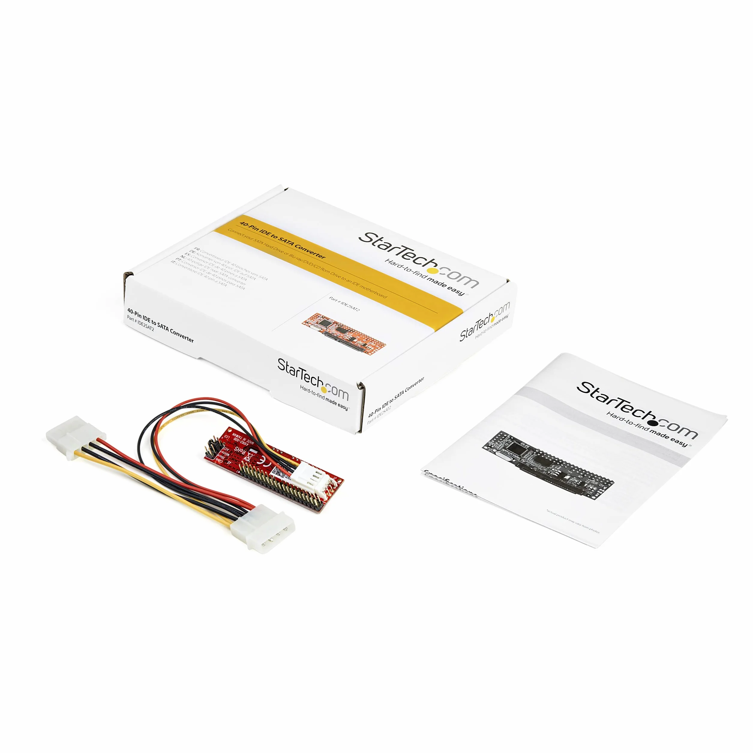 StarTech.com Konwerter adaptera dysku twardego IDE na SATA lub napędu optycznego - 40-pinowy konwerter PATA na 6.3 cm SATA HDD/SSD/ODD (IDE2SAT2) - Adapter IDE na SATA (IDE2SAT2)