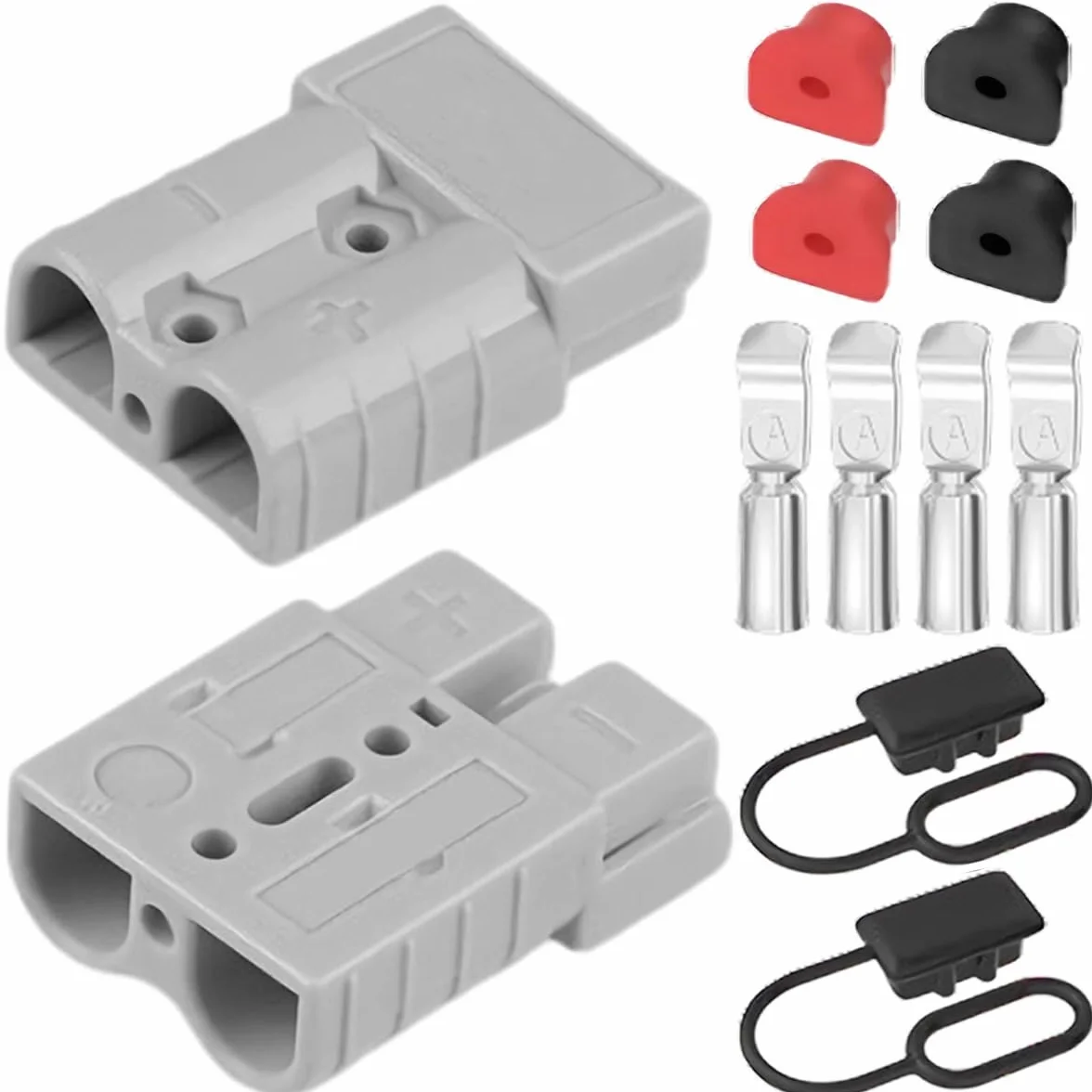 Xiatiaosann przyłącza akumulatora 50 A Quick Connect szybkozłączka 600 V 6-12 G kabel do akumulatora szary uszczelka gumowe zatyczki chroniące przed kurzem