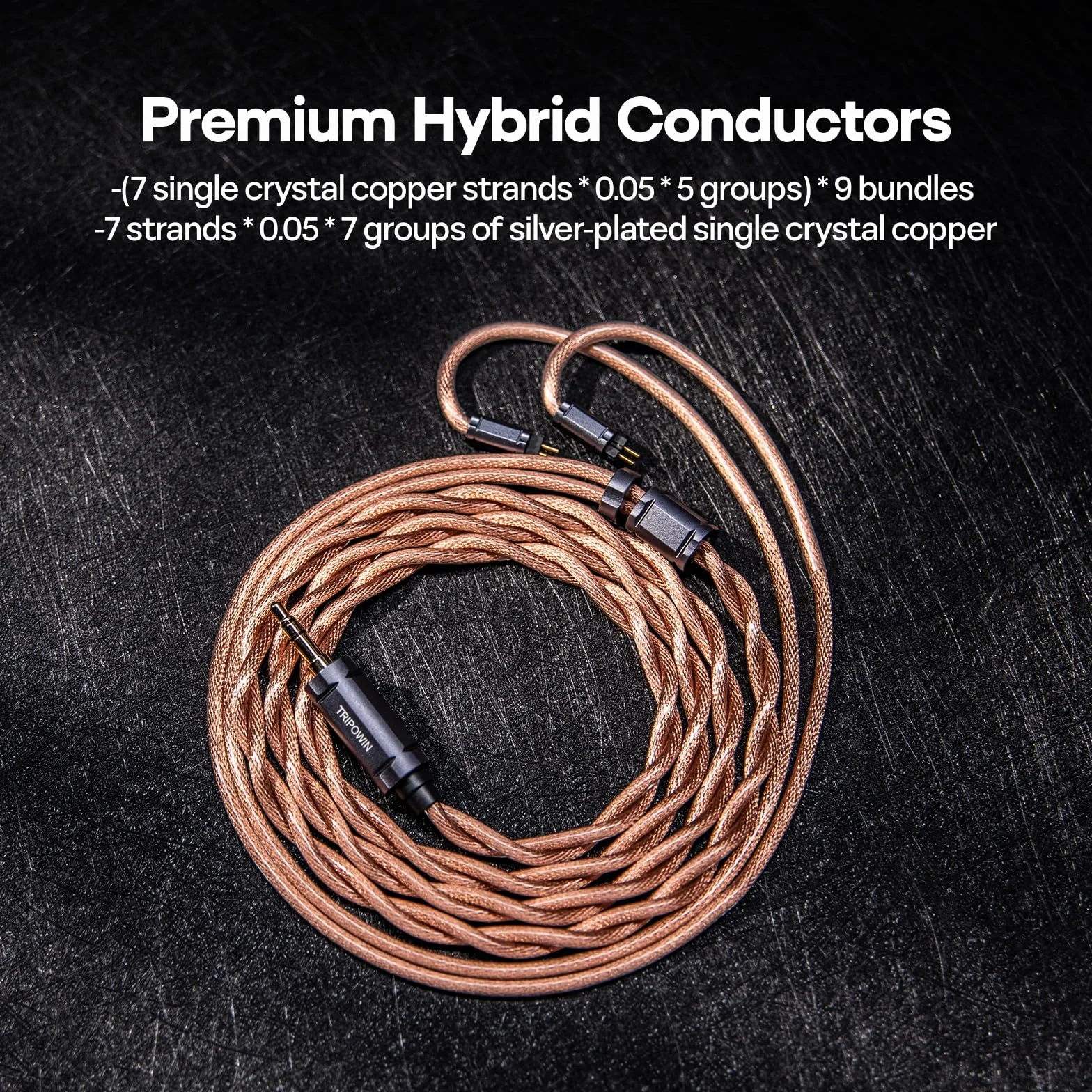 Linsoul Tripowin Nimbus Kabel IEM Hybrid Single Crystal Copper, przewód słuchawkowy LITZ TYPE5 i AWG 19, przewód zamienny HiFi do monitorów dousznych (Recessed 2Pin)