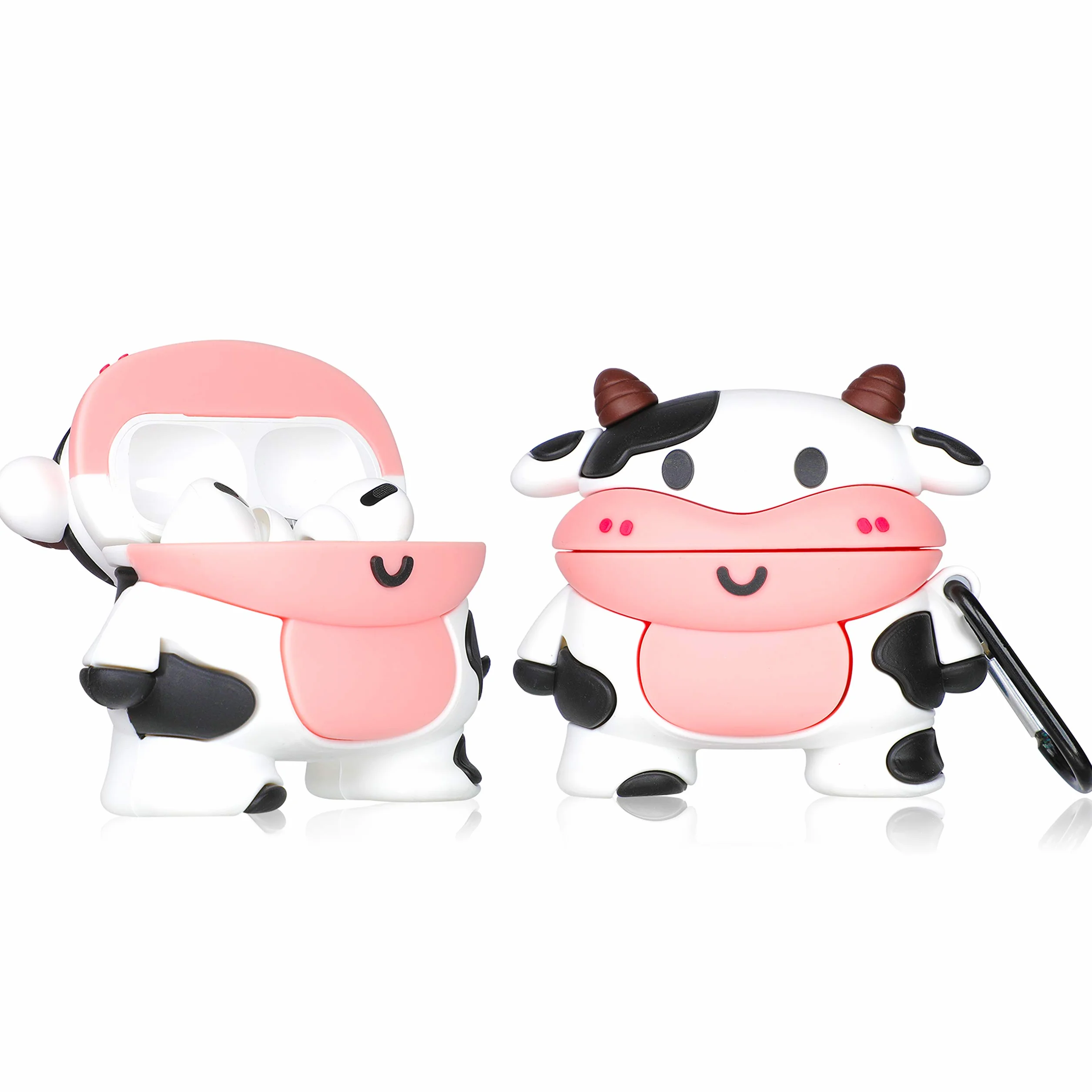 Etui na AirPod Pro / 3 kreskówka design śliczny kawaii 3D silikonowa osłona brelok moda śmieszne fajne zwierzę miękka ochronna do Air Pods Pro dziewczyny dzieci kobiety etui na AirPods 3 (uśmiech krowa)
