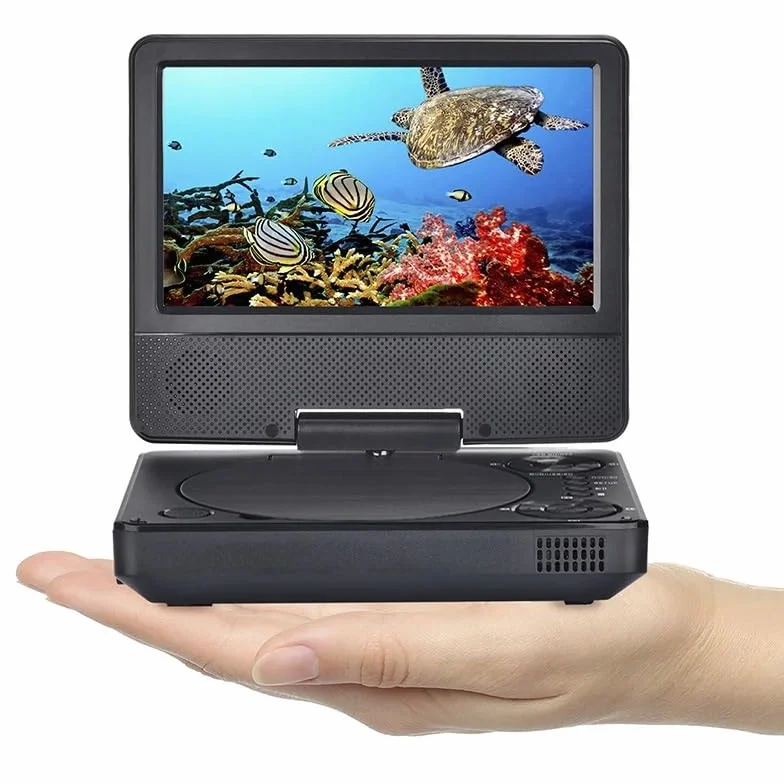 Odtwarzacz DVD, Mini 9,5-calowy przenośny odtwarzacz DVD z 7-calowym ekranem Odtwarzacz CD HD Learning