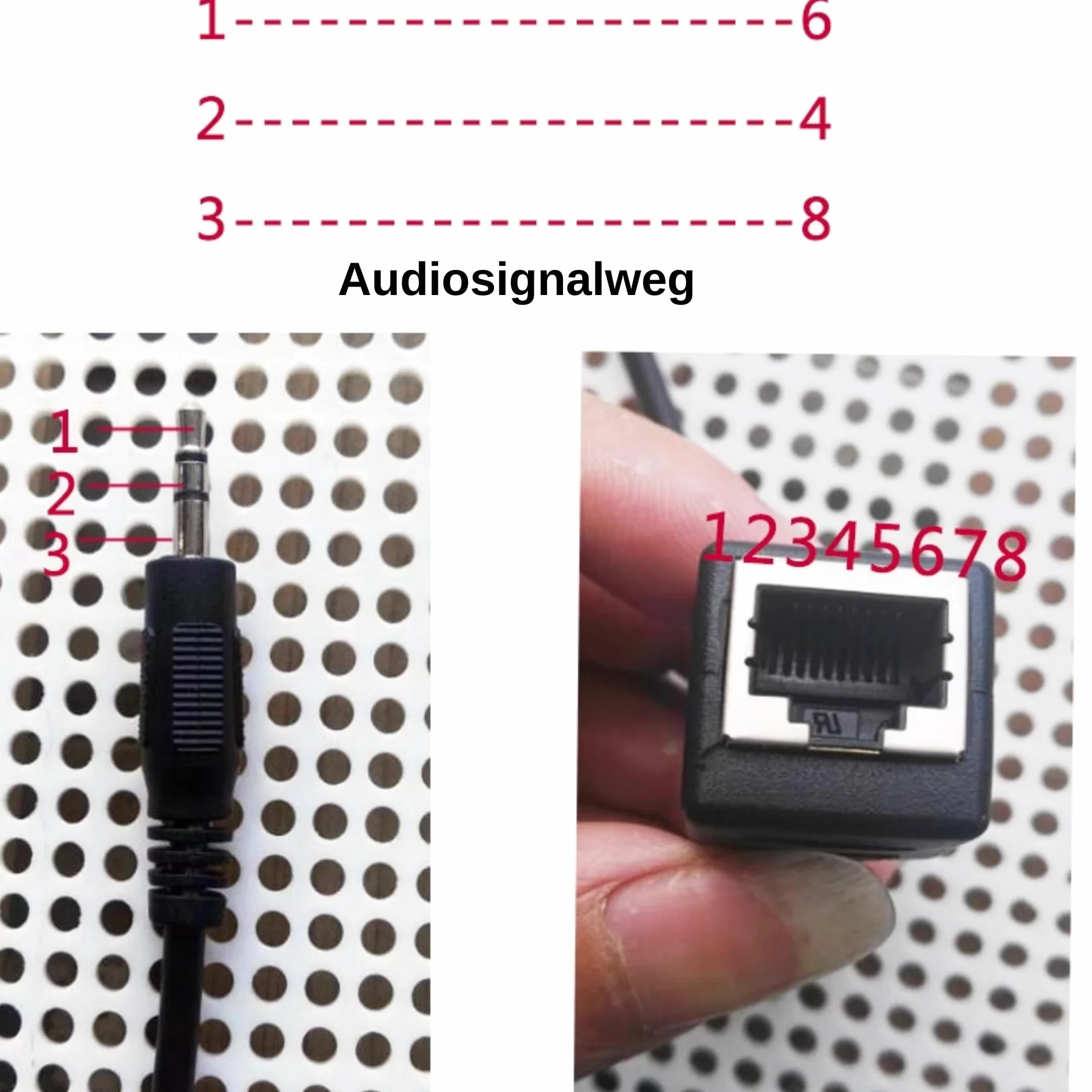 F59 3,5 mm TRS wtyczka jack na gniazdo RJ45 adapter audio pasywny 30 cm