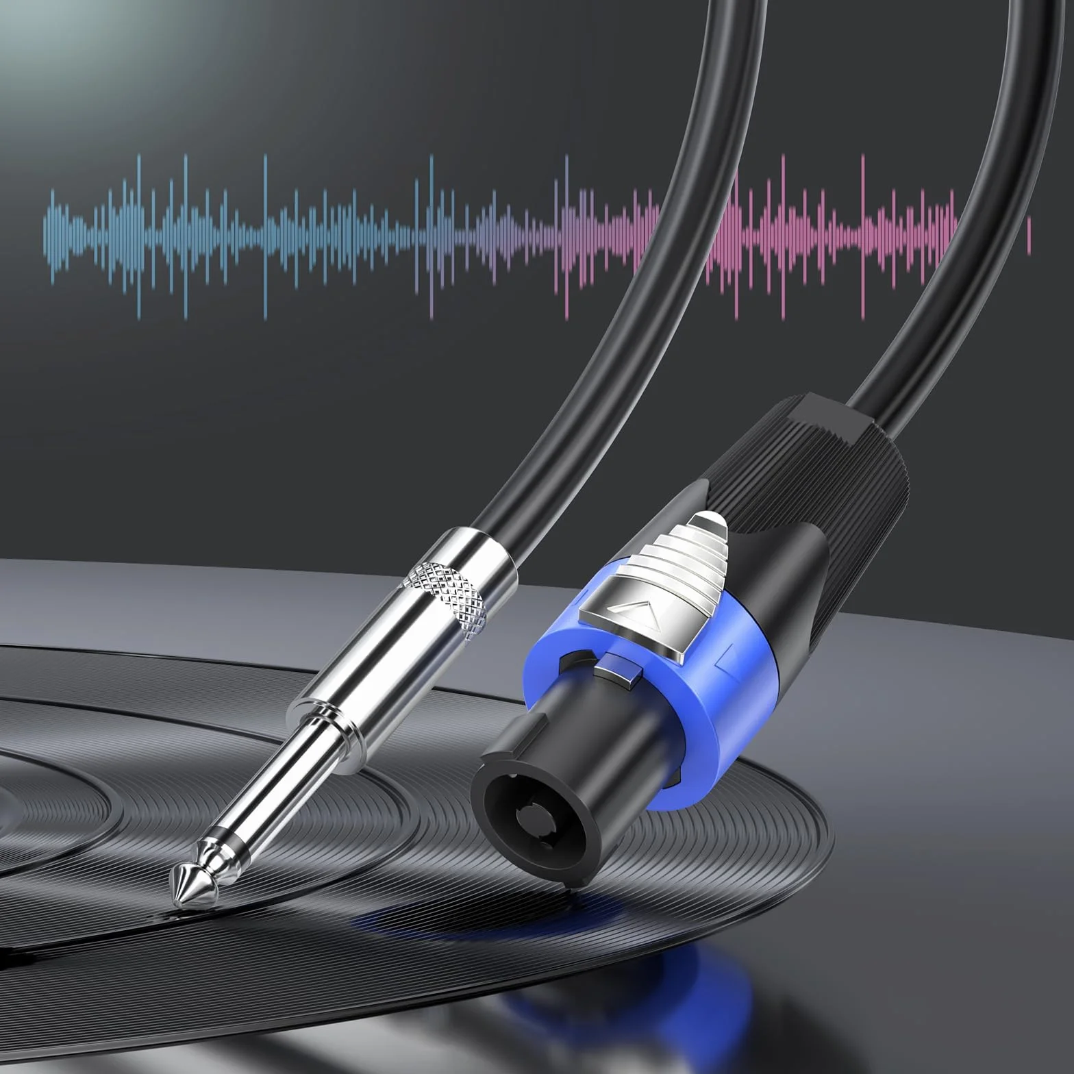 Kabel głośnikowy 1 m Speakon do 1/4" TS 12AWG Speakon kabel z Twist Lock do DJ/PA / wzmacniacza Heavy Duty Audio, M-M