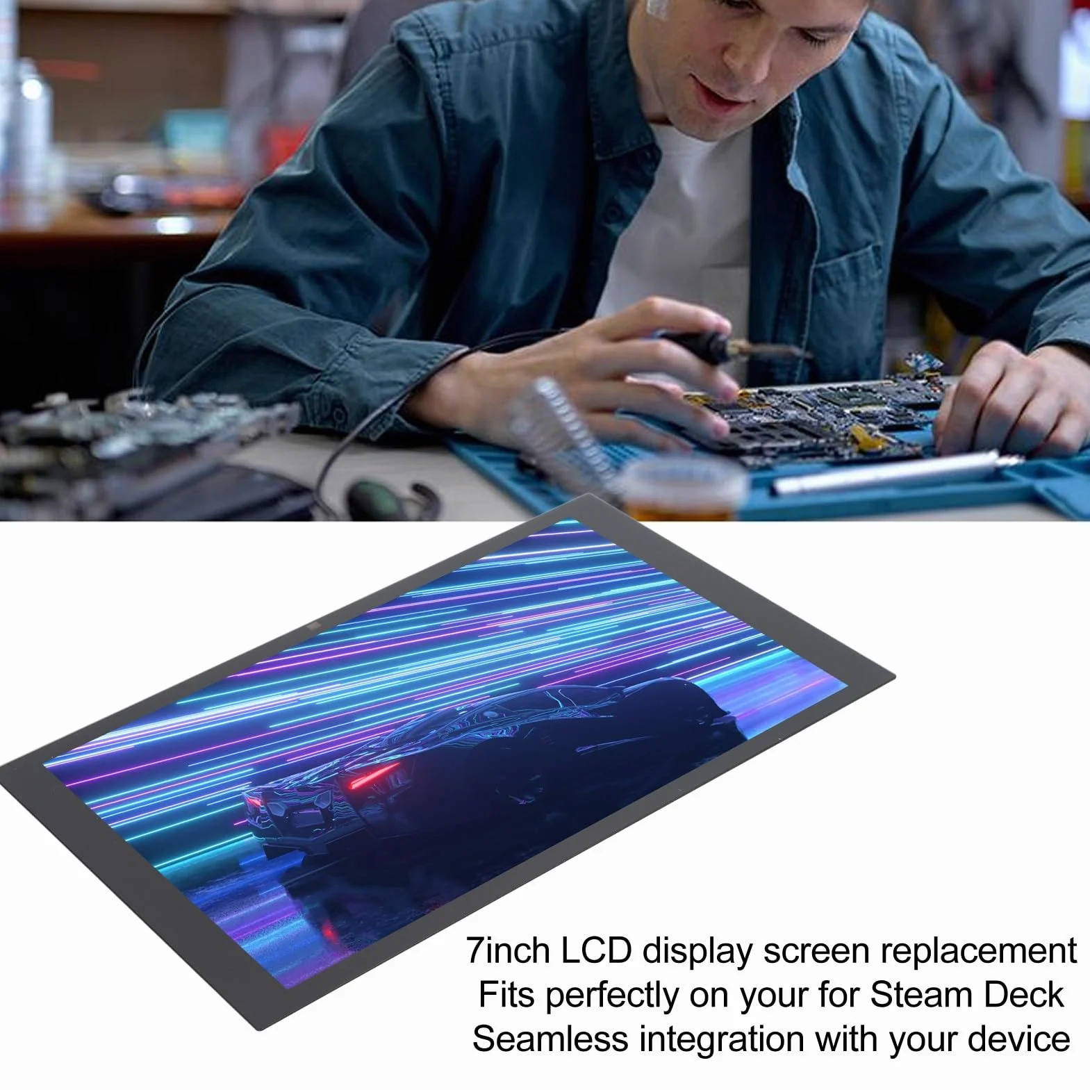 Wymiana Ekranu Wyświetlacza LCD 7 Cali, Brak Odcisków Palców, łatwa Instalacja Ekran Dotykowy IPS, rozdzielczość 1280x800, Monitory do Przenośnej Konsoli Steam Deck