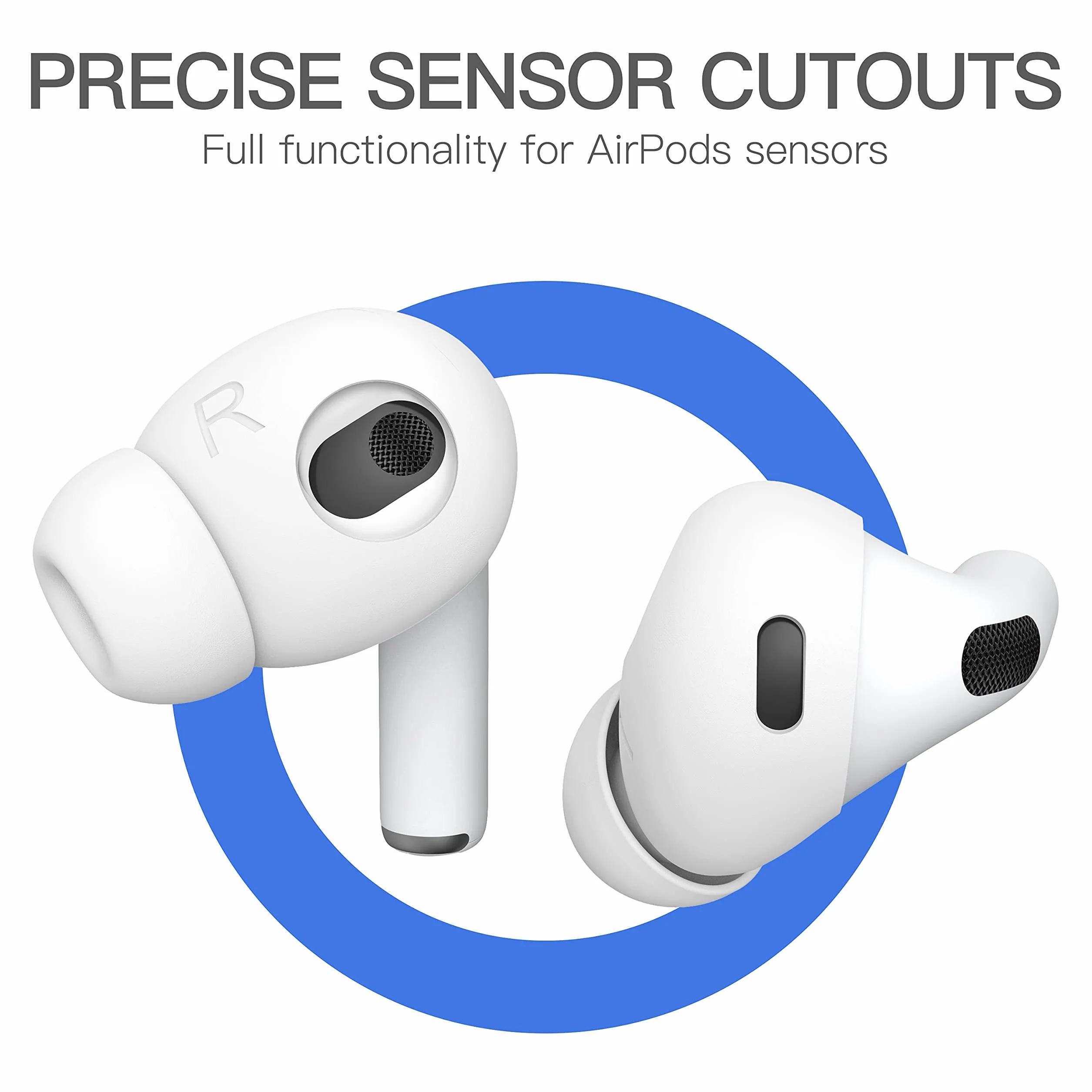2 pary silikonowych końcówek dousznych AirPods [nie pasują do etui ładującego] [zarejestrowany patent USA] Kompatybilne z Apple AirPods 4 (białe)