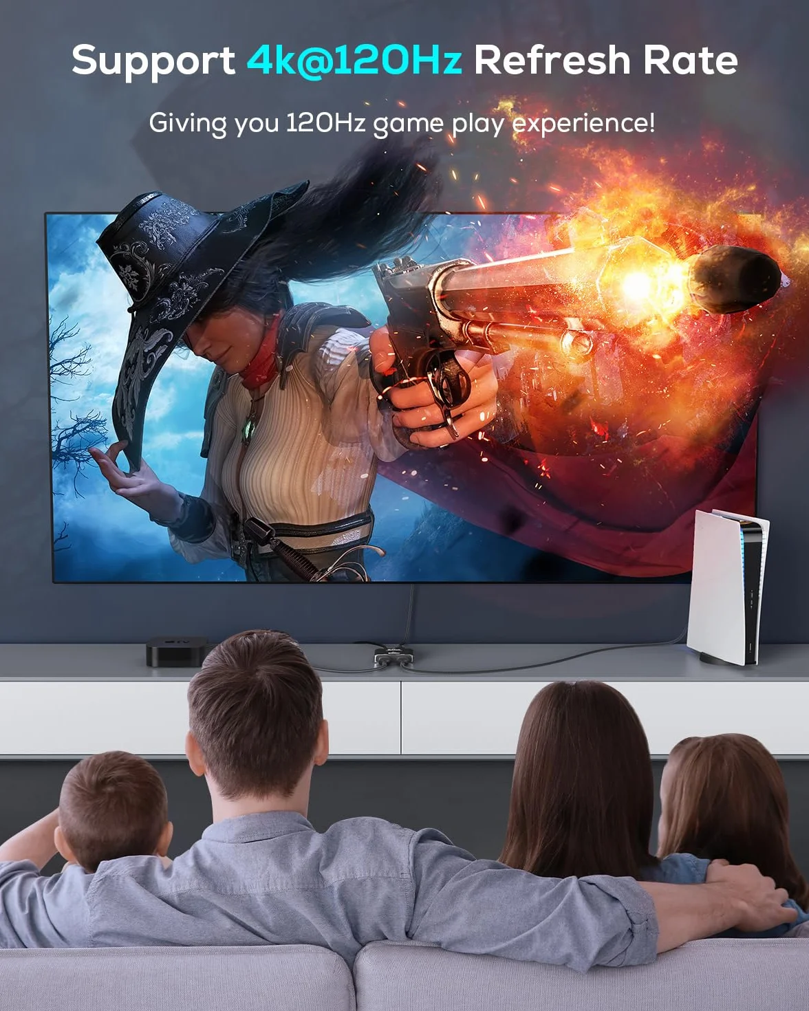 GANA Przełącznik HDMI 2.1, Ultra HD 8K dwukierunkowy rozdzielacz HDMI obsługuje 4K przy 120 Hz, 8K przy 60 Hz 【z kablem HDMI 4,9 FT】, aluminiowy selektor HDMI do PS5/PS4, Xbox, Roku, TV, Fire Stick