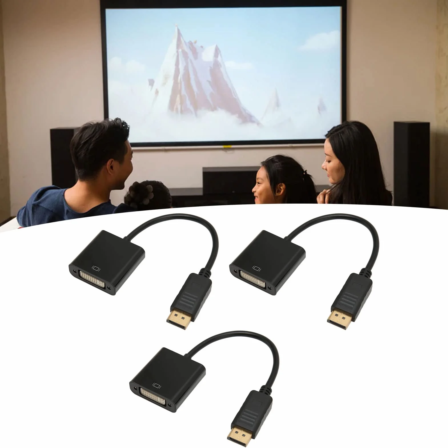 3 szt. Adapter DisplayPort na DVI 4K HD 1080P Mini DP na Kabel Adaptera DVI do Laptopa PC HDTV