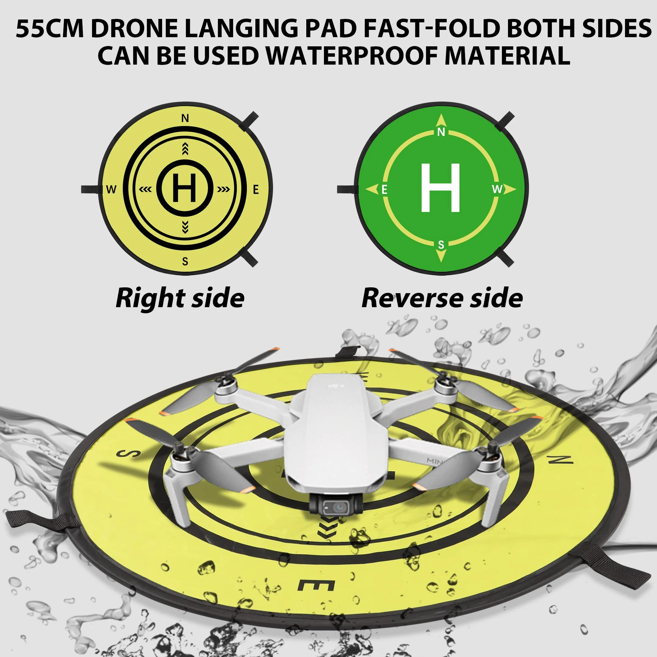 YAODHAOD Dron Landing Pad, 54 cm, uniwersalna, przenośna, jasna, wodoodporna, składana do dronów RC DJI Air 2S/Mavic Mini 2/Mavic Air 2/Mavic 2 Pro/Zoom/FIMI X8SE/DJI FPV Drone