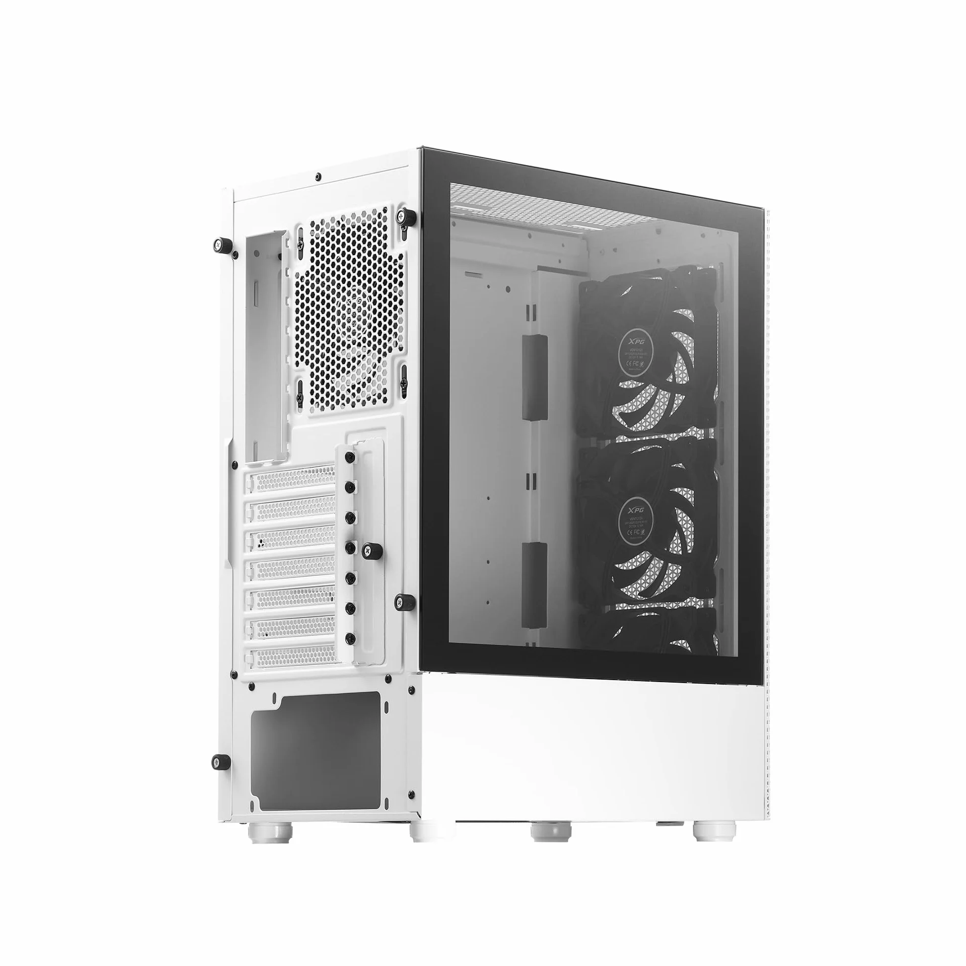 XPG Valor Mesh (kompaktowa obudowa ATX-Mid-Tower, konstrukcja panelu przedniego Mesh, panel boczny ze szkła hartowanego 3 mm, fabrycznie zainstalowany wentylator x4 120 mm)