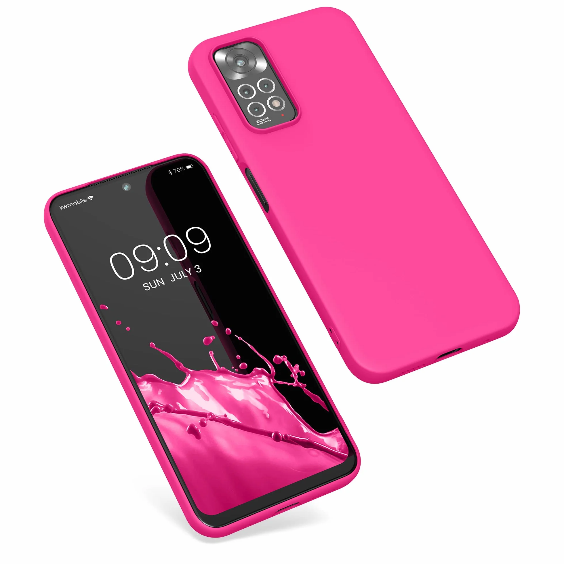 kwmobile Etui do Xiaomi Redmi Note 11 / Note 11S etui - miękka obudowa - odporny na wstrząsy materiał TPU - bezprzewodowe ładowanie - neonowy róż