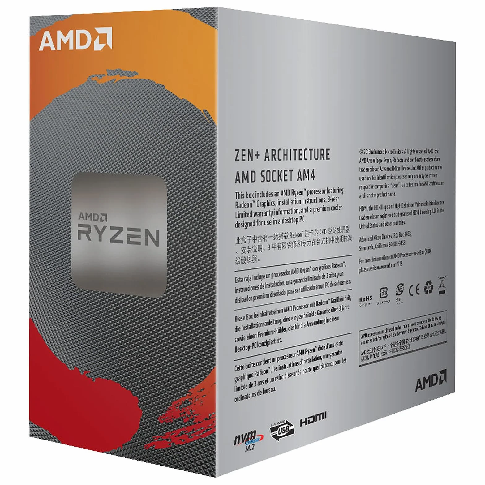 Amd Ryzen 3 3200G Procesor, Srebrny, 4,2GHz