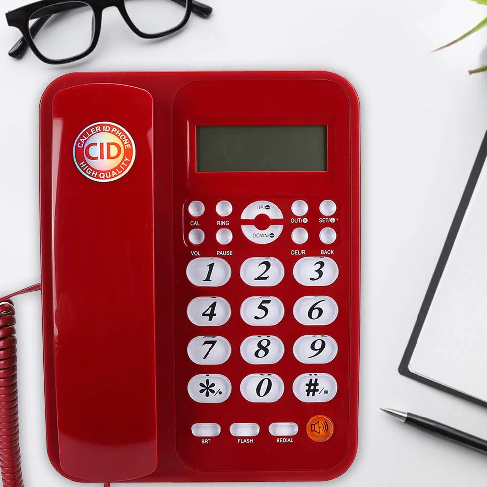 Telefon przewodowy, stacjonarny telefon stacjonarny, obsługa identyfikacji dzwoniącego, montaż naścienny, funkcja podwójnego systemu FSK i DTMF dla biura/domu/firmy