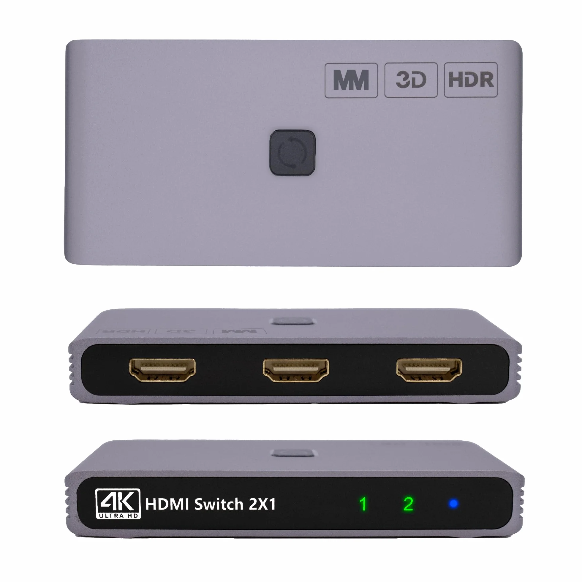 MMOBIEL Przełącznik HDMI 4K@60Hz - dwukierunkowy przełącznik HDMI 2 wejścia 1 wyjście - rozdzielacz HDR, 3D - koncentrator do telewizora, monitora itp. - wyświetlacz jednocześnie - aluminium