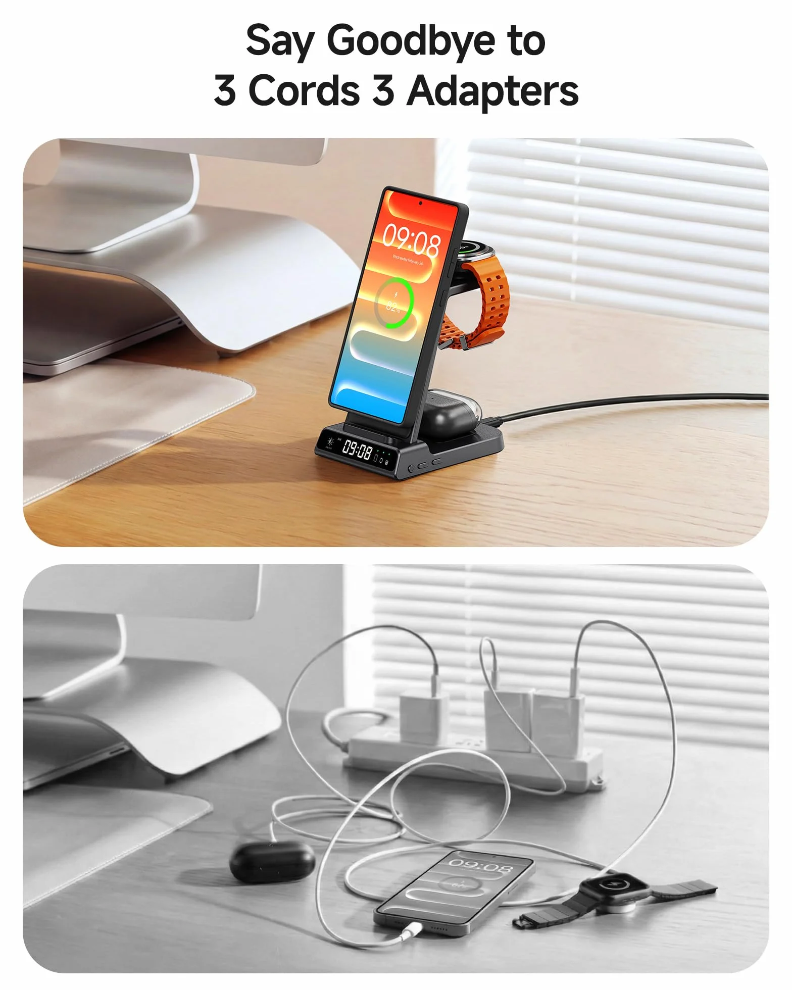 Magnetyczna ładowarka 3 w 1 do Samsung, bezprzewodowa stacja ładująca do Galaxy S25/S24/S23/Note 20/Z Flip/Fold (wymaga magnetycznego etui), podstawka ładująca do Galaxy Watch Ultra/8/7/6 i Buds (bez