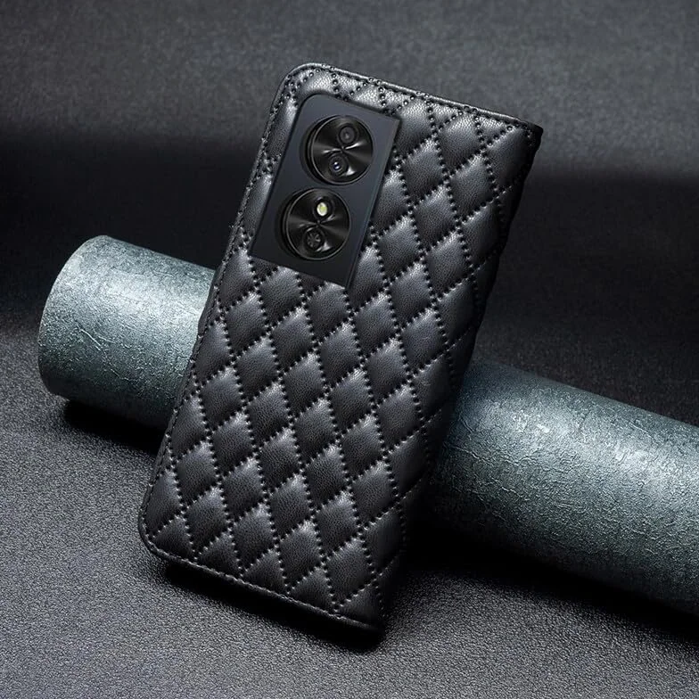 Generic etui kompatybilne z Samsung Galaxy S24 FE (kolor: fioletowy) siatka stylowy skórzany portfel z klapką magnetyczne etui tył silikonowy pokrowiec