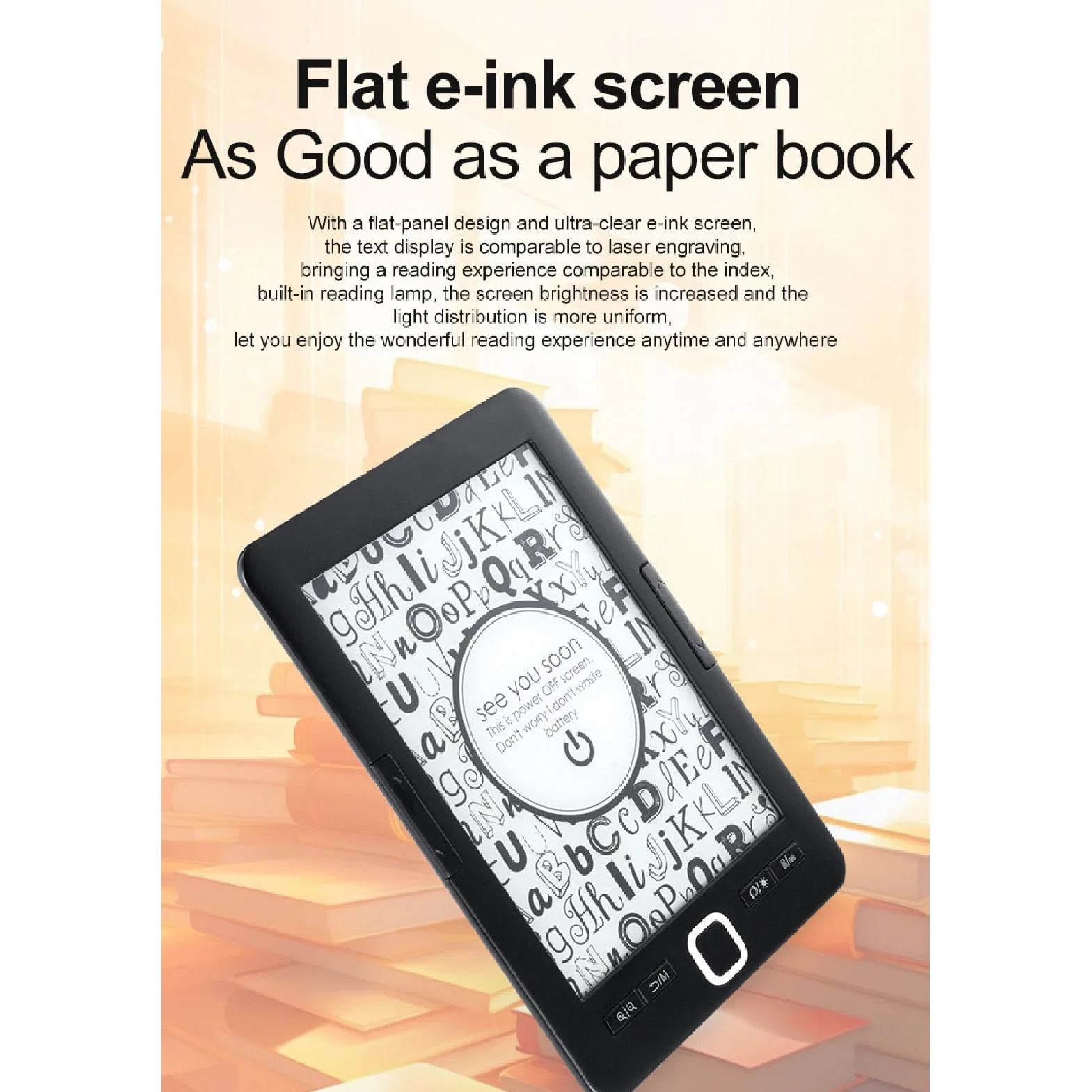 SENECESLI Ebook Reader 8G, 6 -calowy Ekran z Atramentem Elektroniczny Czytnik Książek z Regulowanymi Czcionkami, Przyjazny dla Oczu, Odpowiedni do Podróży, Relaks