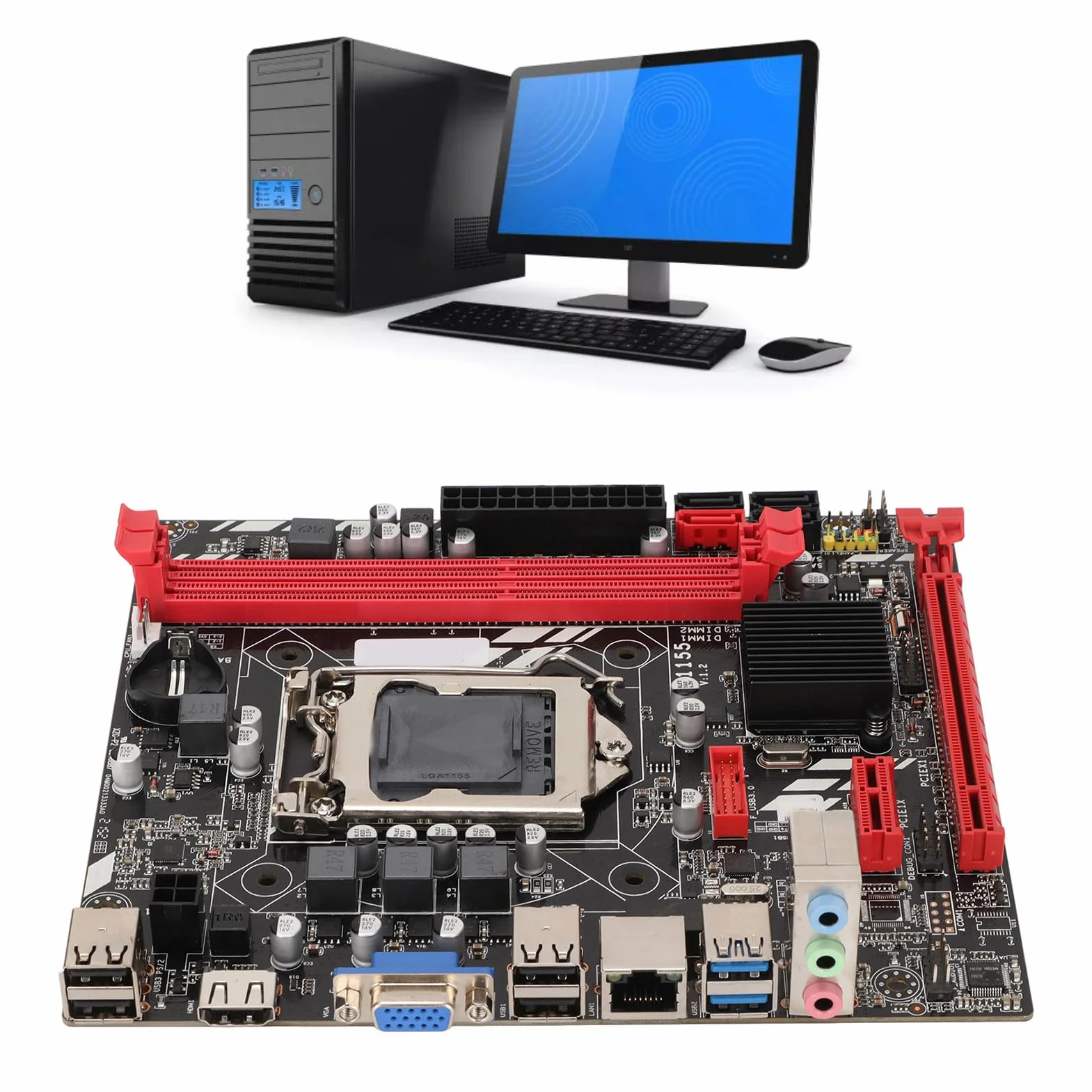 Płyta Główna DDR3 z 2 Gniazdami DDR3 dla Procesorów Corei7, I5, I3 (LGA1155), Szybka sieć, Cyfrowy HD, Stabilny Zasilacz, materiał PCB