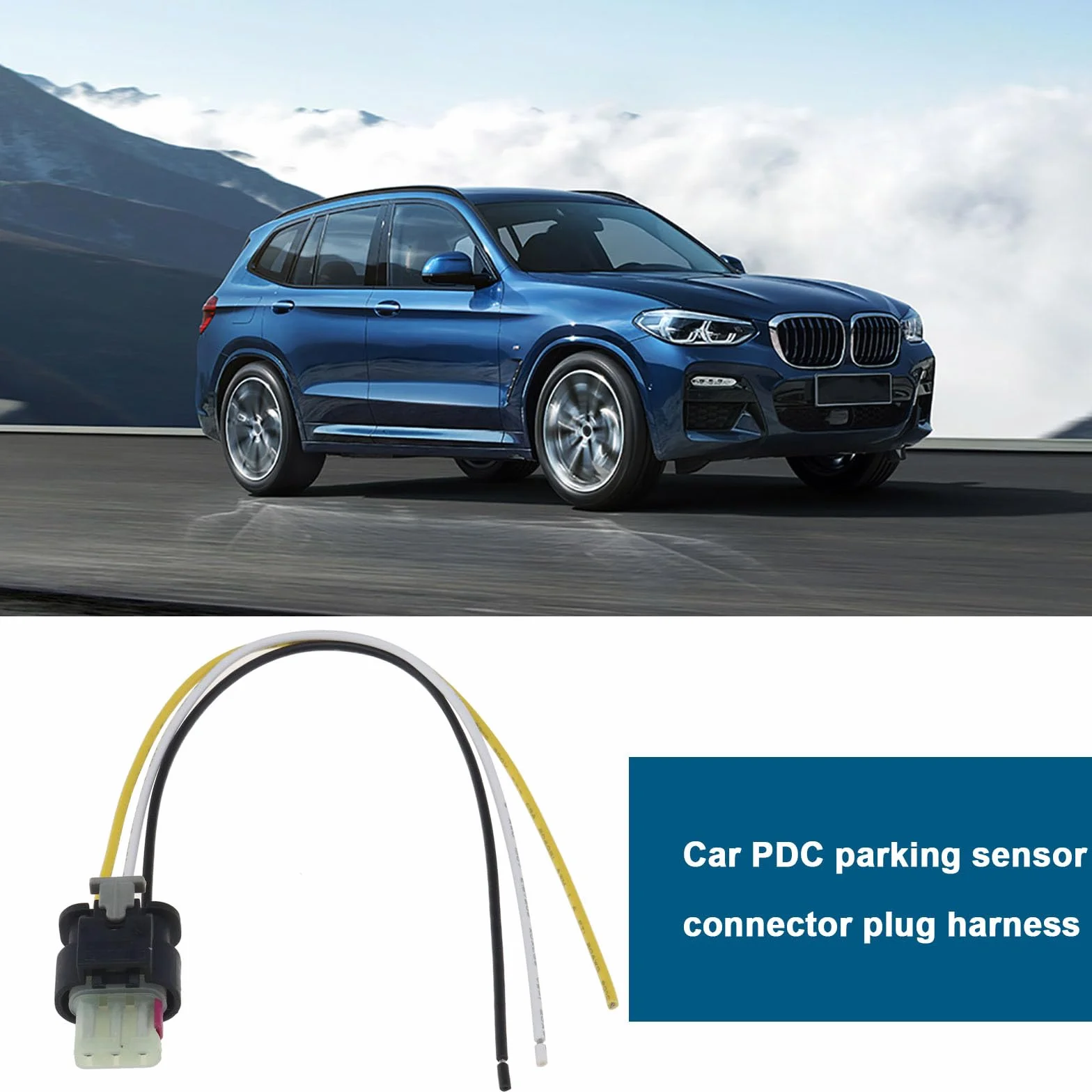 Create idea 3-pinowe złącze czujnika parkowania PDC 2359997 złącze czujnika samochodowego wtyczka wiązki przewodów 15 cm, kompatybilne z BMW X3 F25 X5 E70 F10 F11 część zamienna czujnika samochodowego