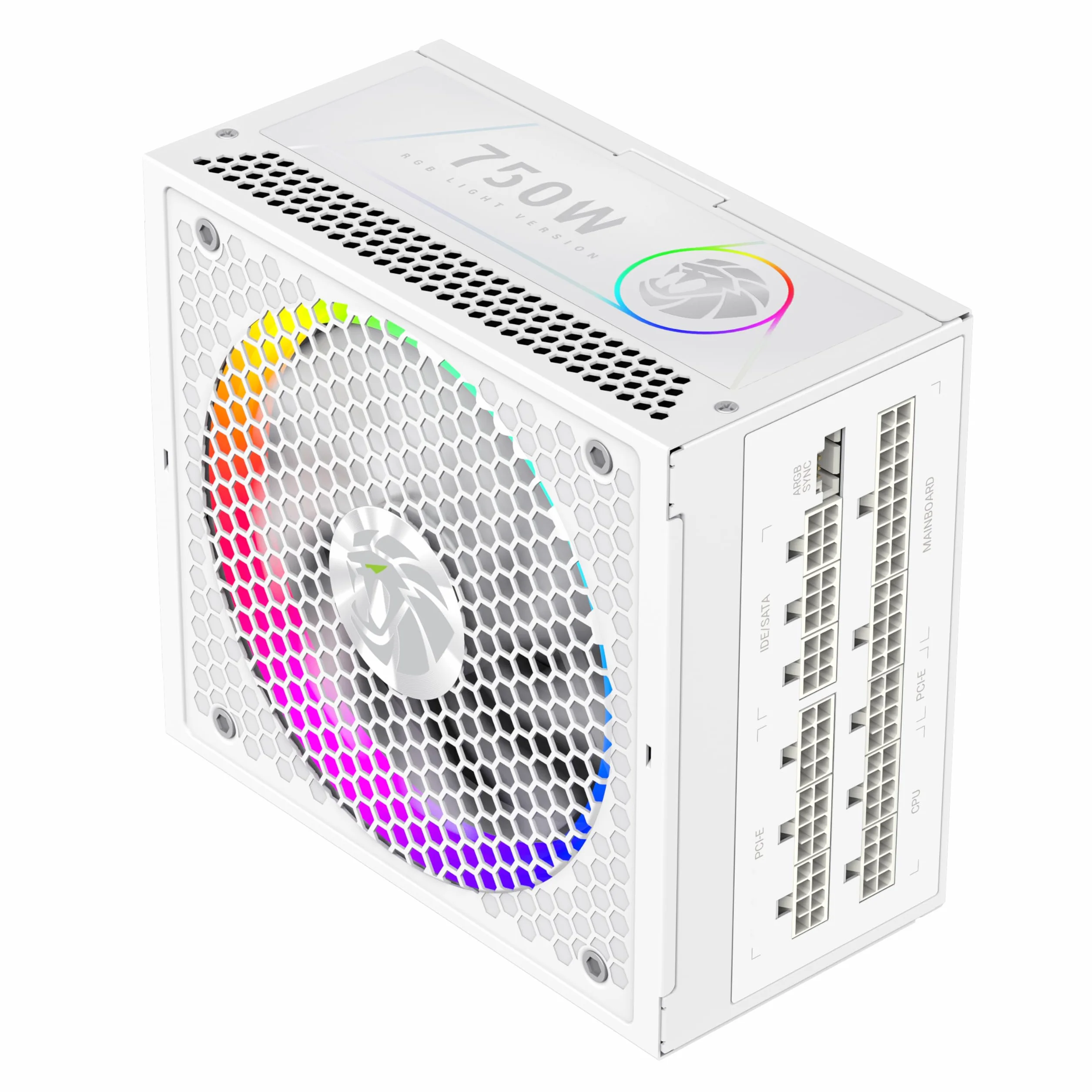 GAMEMAX RGB 750G WH Zasilacz PC 750W w pełni modułowy, 80 Plus Gold, LLC + DC-DC, ARGB Sync, japońskie kondensatory, wentylator ARGB FDB 140 mm, 9 zabezpieczeń, 10 lat gwarancji