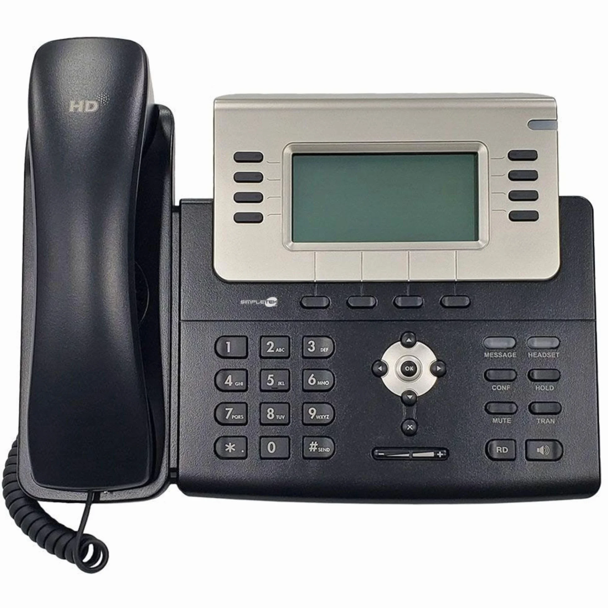SIMPLETEK - Profesjonalny telefon IP VoIP PoE | 6 kont SIP | Audio HD, 2 x Gigabit Ethernet, podświetlany wyświetlacz (odnowiony)