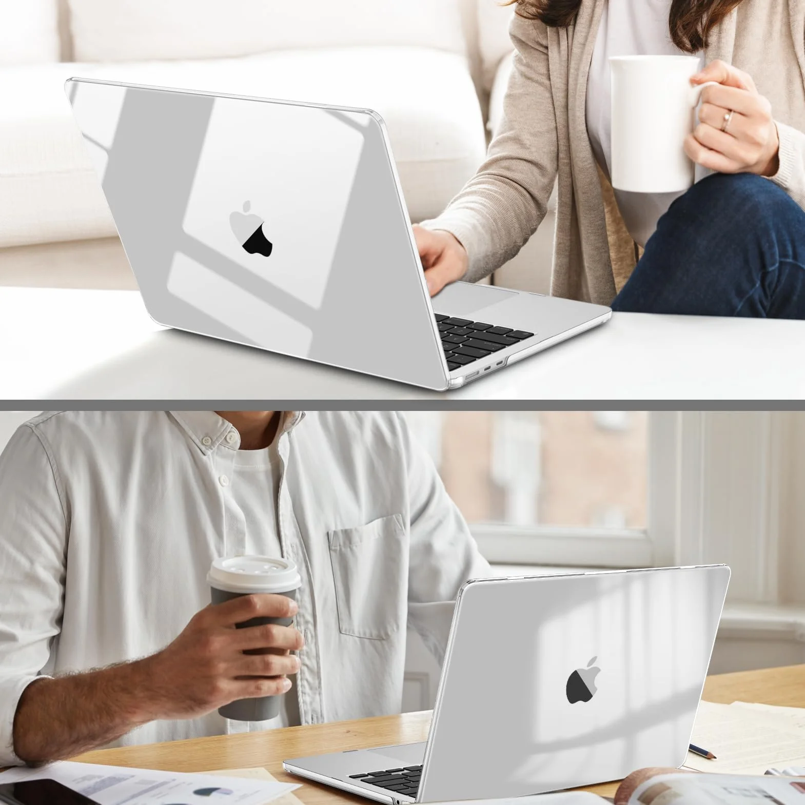 Fintie Etui kompatybilne z MacBook Air 13,6 cala M5 M4 M3 M2 (2026-2022) A3449 A3240 A3113 A2681, ultracienkie, twarde etui ochronne, kompatybilne z MacBook Air 13, krystalicznie przezroczyste
