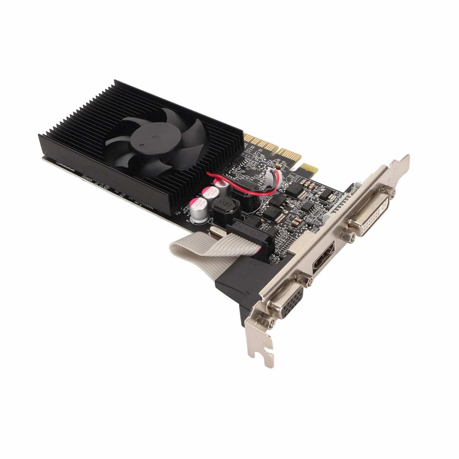 Karta Graficzna GT 730 2 GB DDR3 64-bitowa, Karta Graficzna do Gier PCIe do Komputerów Stacjonarnych, Karta Graficzna PCI Express 2.0 X16 z Interfejsami Multimedialnymi DVI