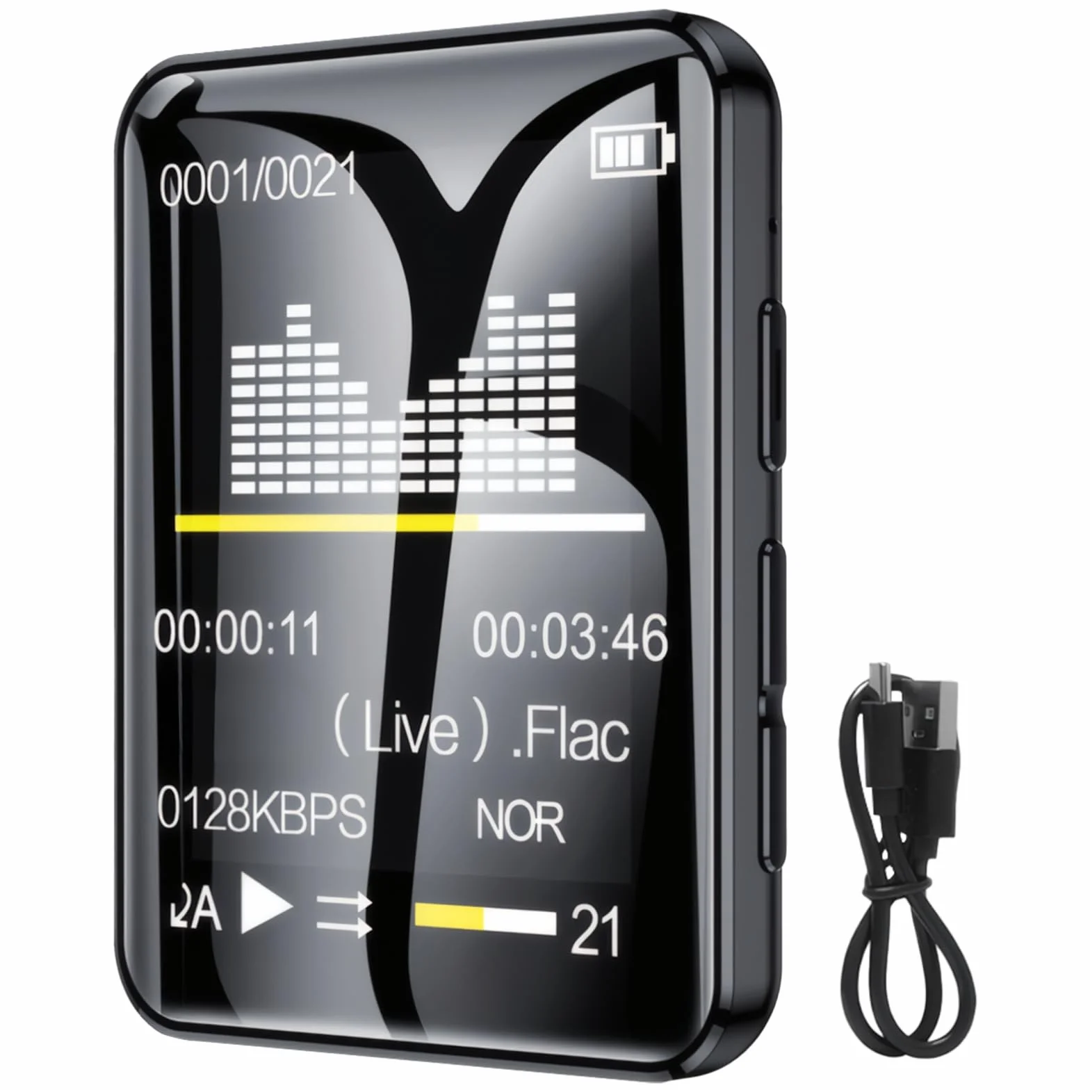 Bezprzewodowy odtwarzacz Mp3, 128 GB, jakość dźwięku Hifi, ekran dotykowy ze stopu cynku, zawiera słuchawki i kabel do transmisji danych