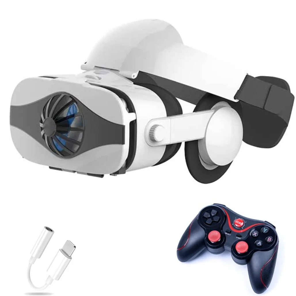 Okulary 3D, Virtual Reality, zestaw słuchawkowy, ochrona oczu, okulary VR do filmów 3D i gier, kontroler Bluetooth do iPhone 13 Pro Max/13 Pro/13/12/11, do Samsung Galaxy S21, Huawei, X. iaomi-Seria nie
