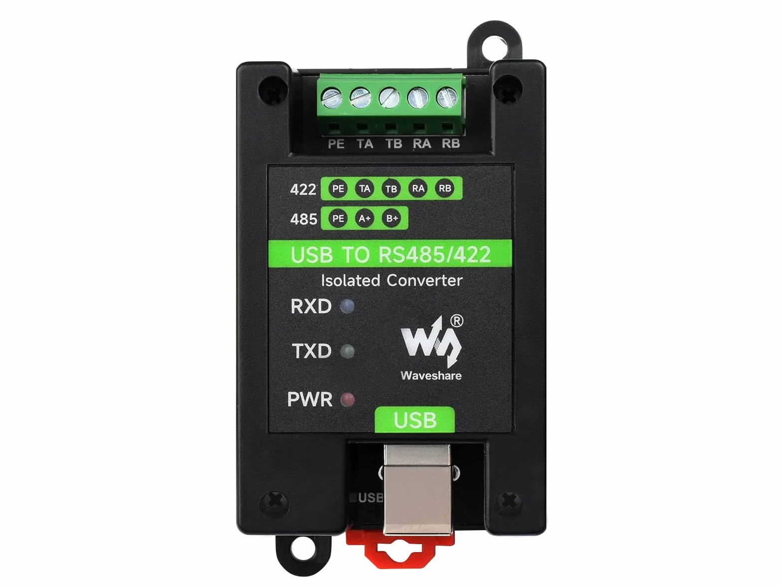 Waveshare USB to RS485/422, Industrial Grade Isolated Converter, Up to 1200m Long-distance Transmission, Compatible With Mac/Linux/Android/Win11/10/8.1/8/7, Support Wall-Mount & Rail-Mount