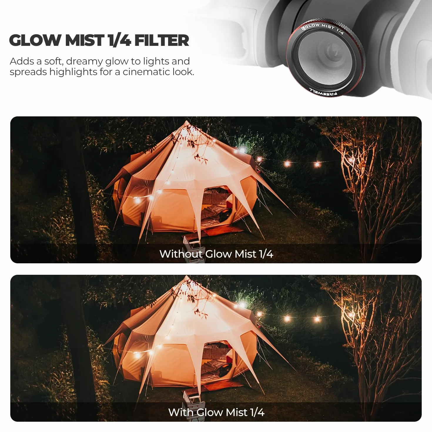 Freewell 3-pak filtrów magnetycznych do DJI Neo 2 | zawiera CPL (polaryzator) do redukcji odblasków, UV dla ochrony obiektywu i Black Glow Mist 1/4 dla efektów kinowych