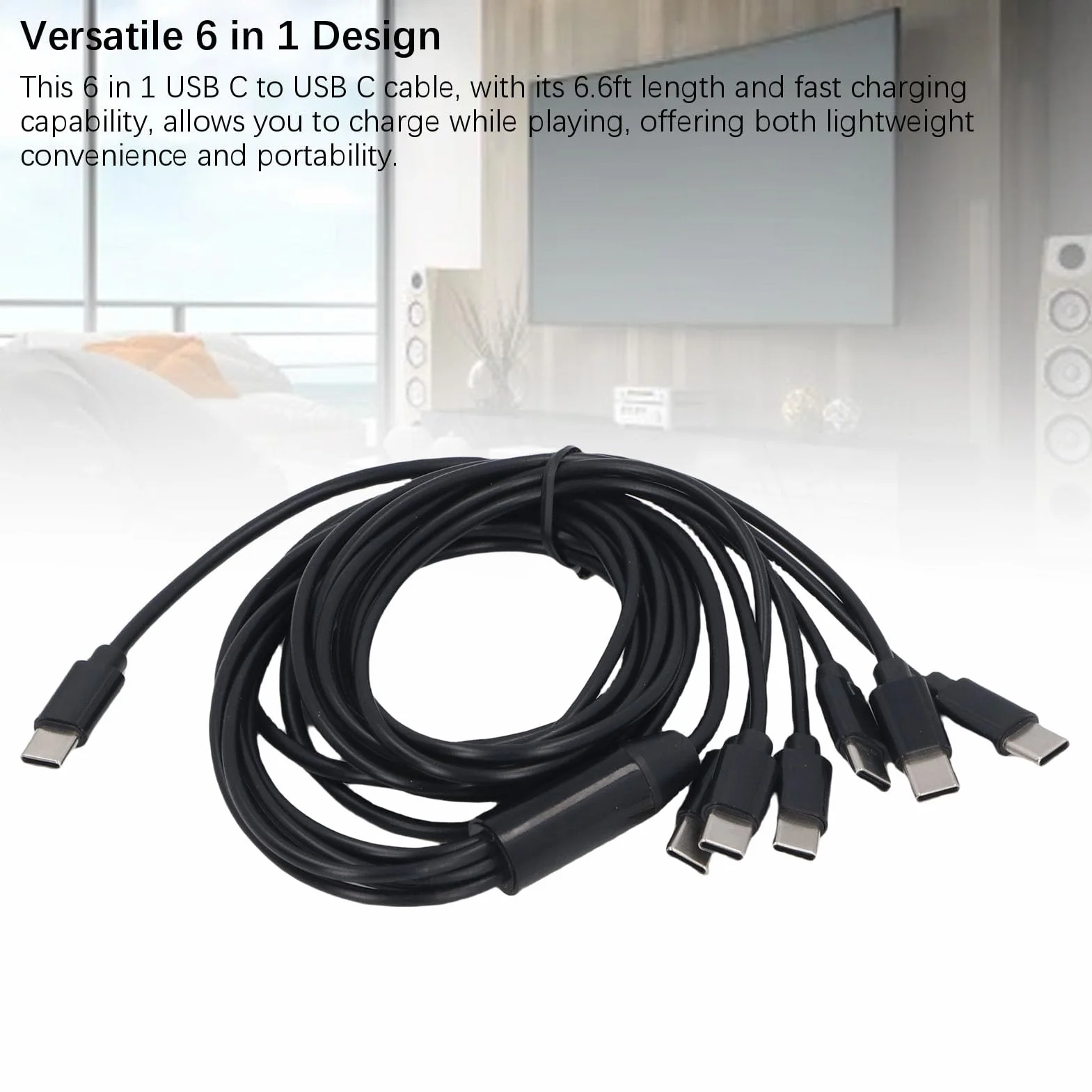 Topiky Kabel USB C Splitter 6 w 1 do USB C, Szybki Rozdzielacz z Miedzianym Rdzeniem 6.6FT
