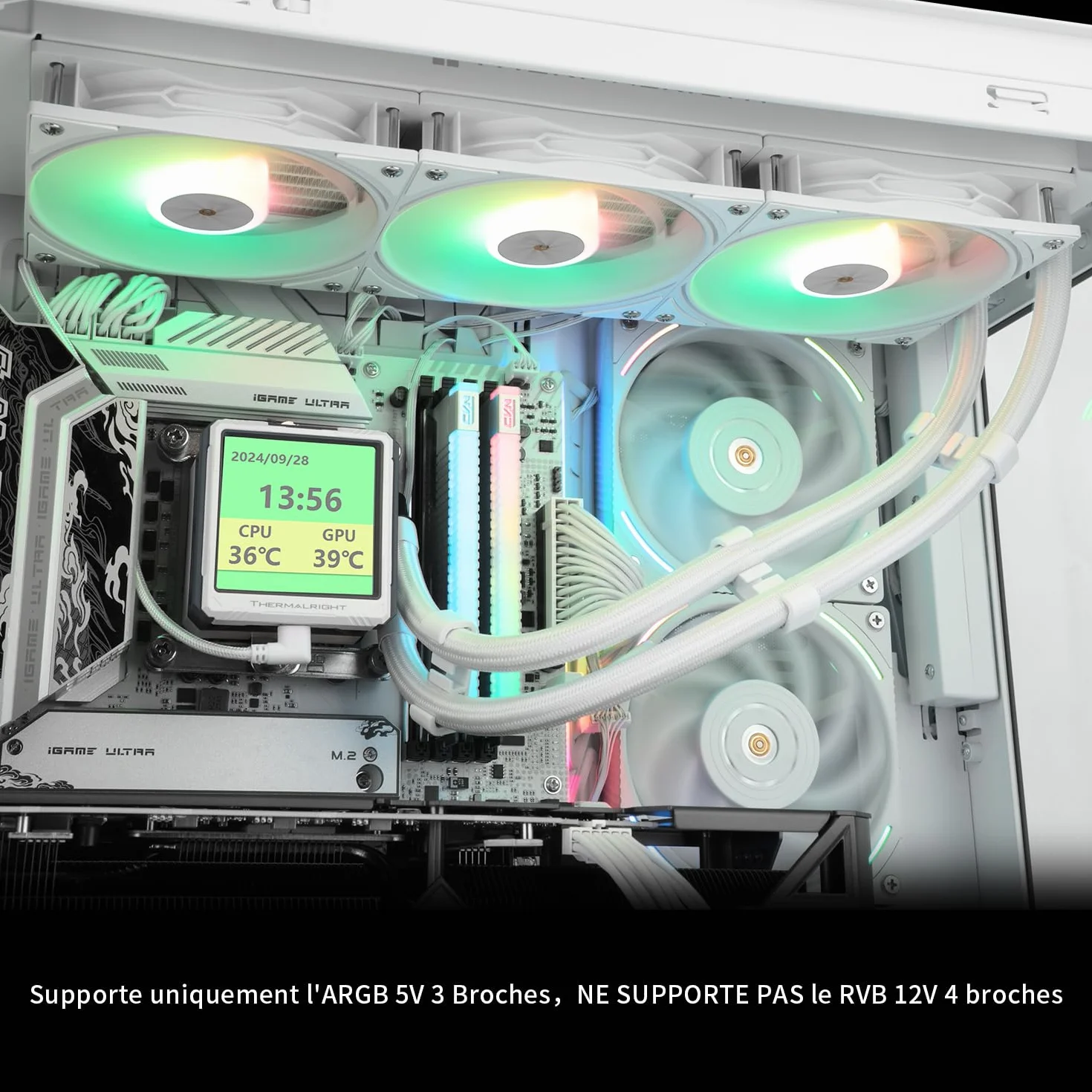Thermalright FW 360 Ultra ARGB White AIO CPU chłodnica cieczy, ekran LCD IPS o rozdzielczości 480 x 480, do AM5/Intel 1851/1700,'2,88 cala' ekran LCD absorbujący magnes do zdjęć