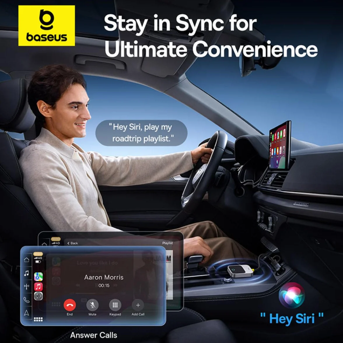 Baseus Bezprzewodowy adapter Carplay serii Safejourney Space Gre