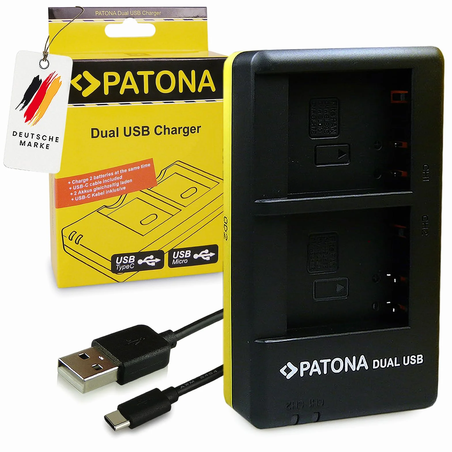 PATONA Ładowarka DMW-BLG10-E Dual USB 1950 kompatybilna Panasonic DC LX100 II GX9 TZ200 TZ95 TZ90 DMC TZ100 TZ80 GF6 GX7 GX80 LX100 S6