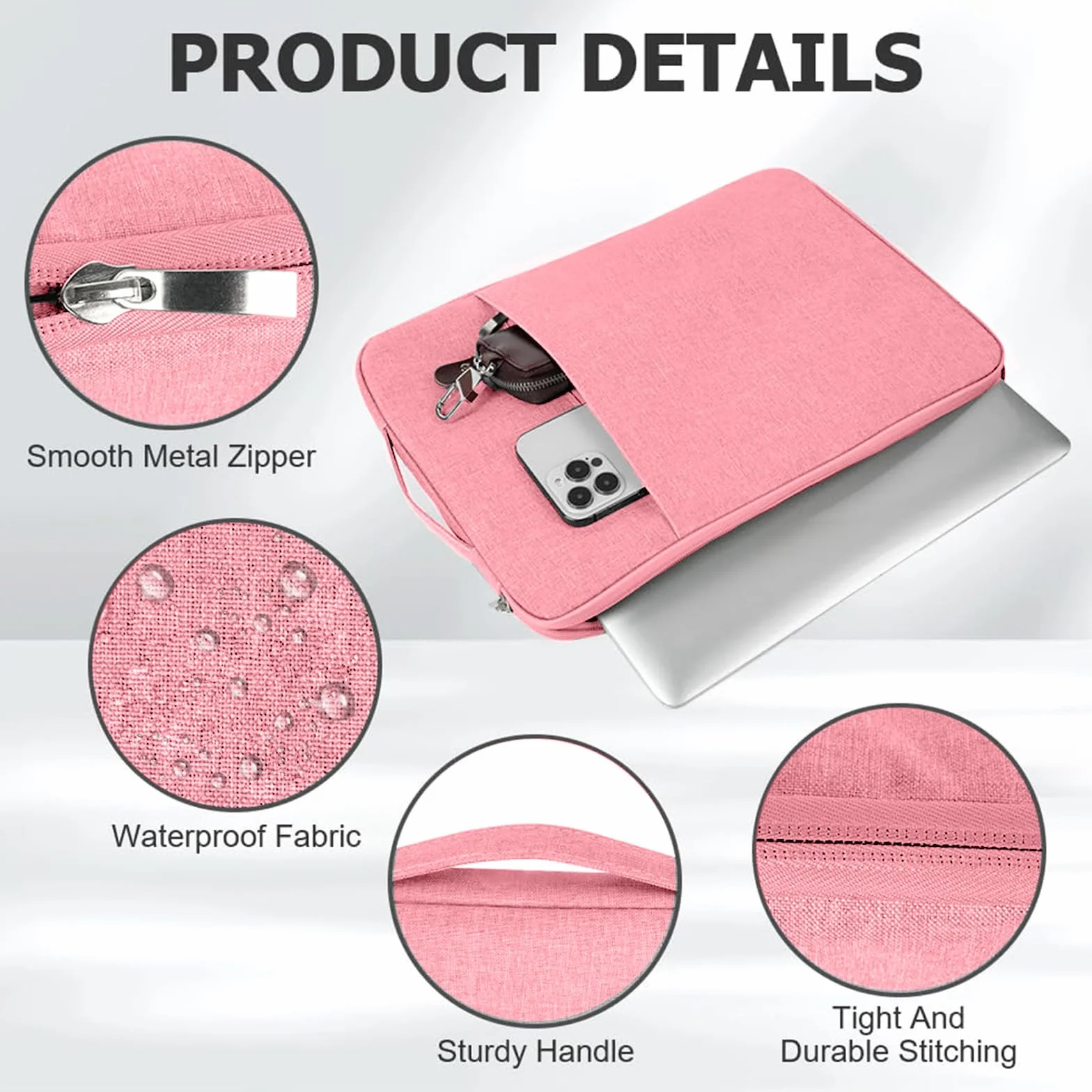 Flintronic Pokrowiec na laptopa 14 cali, wodoodporny pokrowiec na laptopa, przenośna męska torba na laptopa z kieszeniami i przegródkami, kompatybilna z MacBook, Asus, Dell, HUAWEI laptopy 14 cali