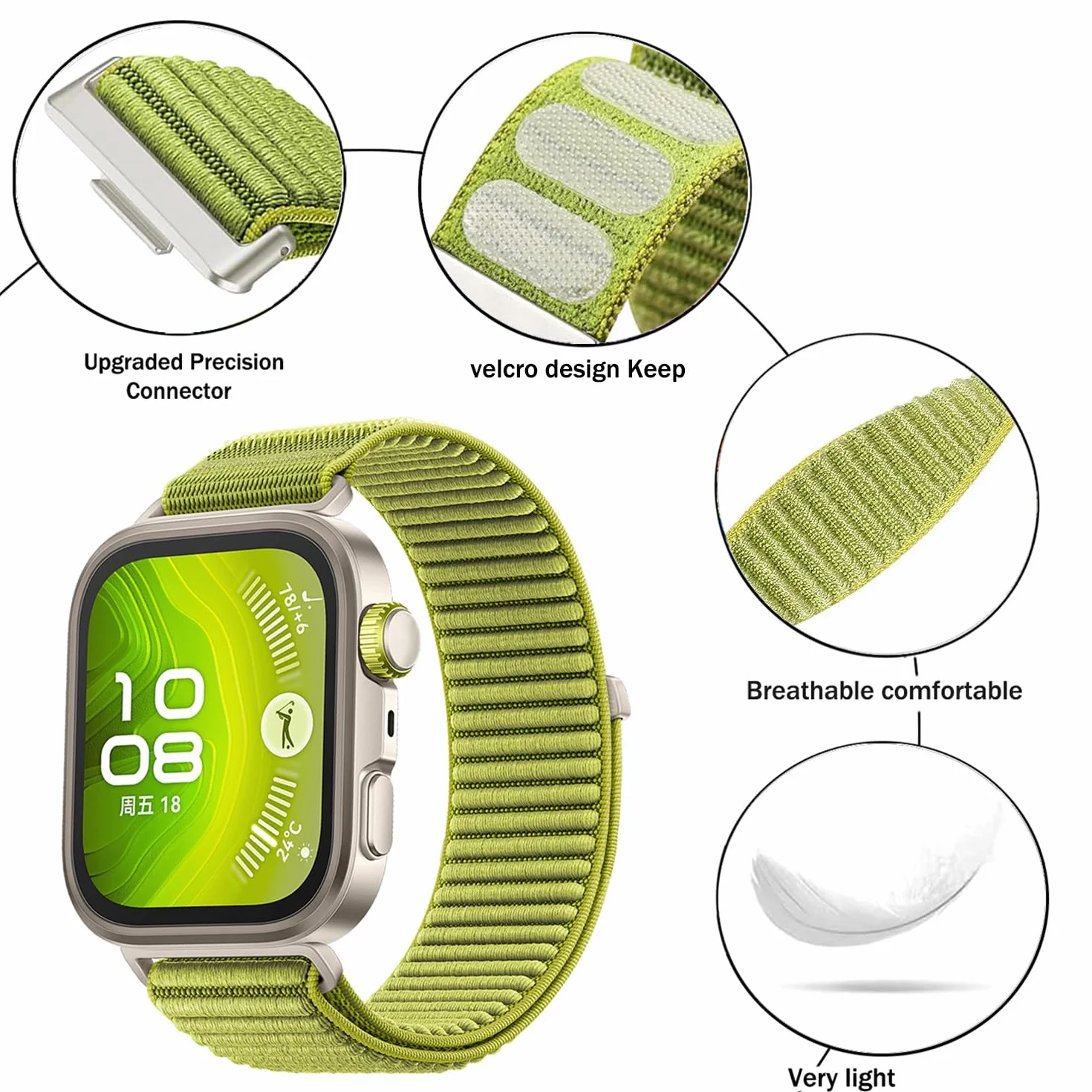 Issinlky Nylonowa opaska kompatybilna z Huawei Watch Fit 4 Pro/4/3, elastyczny pasek sportowy dla Huawei Fit 4 Pro/4/3 Kobiety Mężczyźni